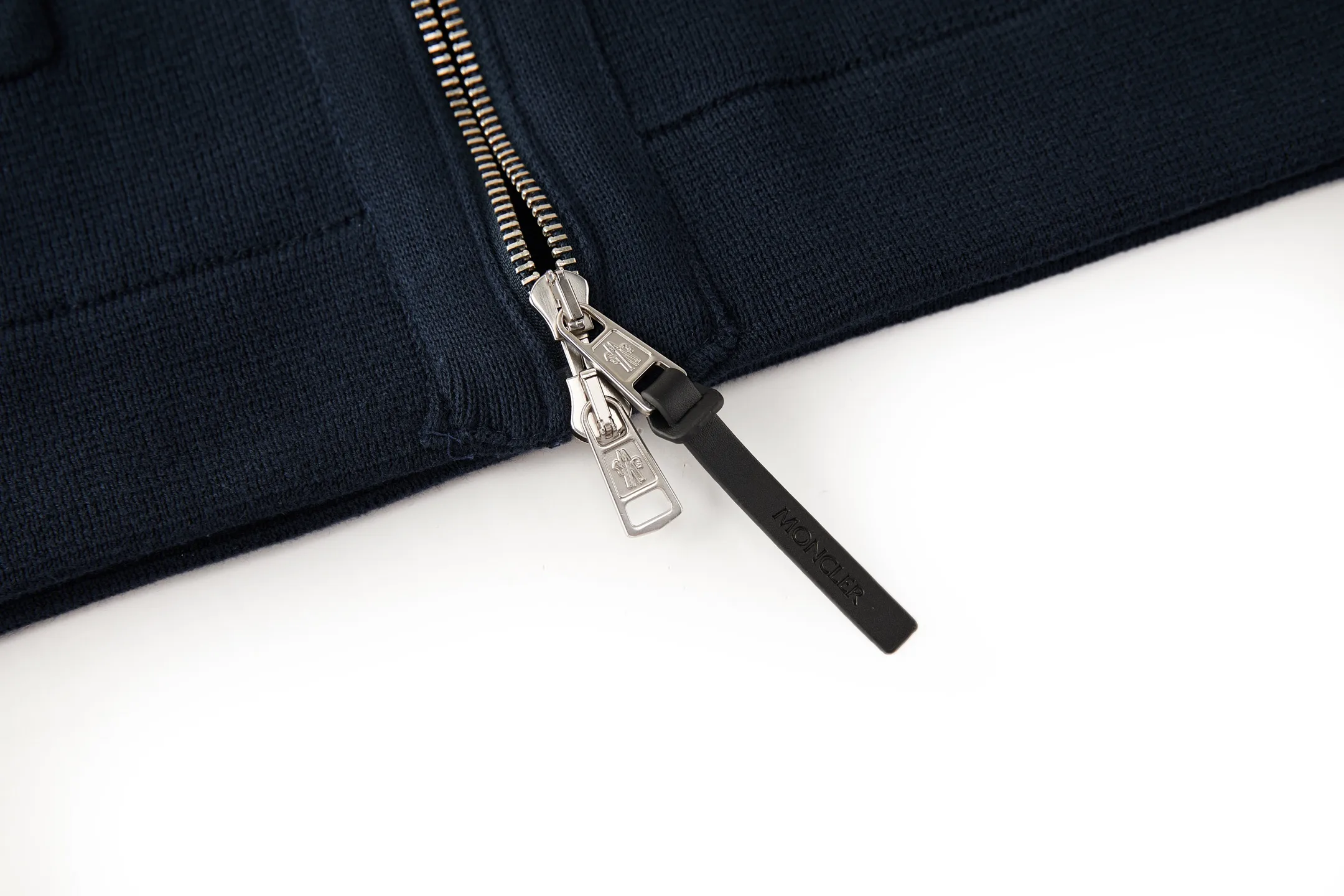 Moncler Leather-Trimmed Wool and Cotton-Blend Zip-Up Cardigan D32519221 — view 5