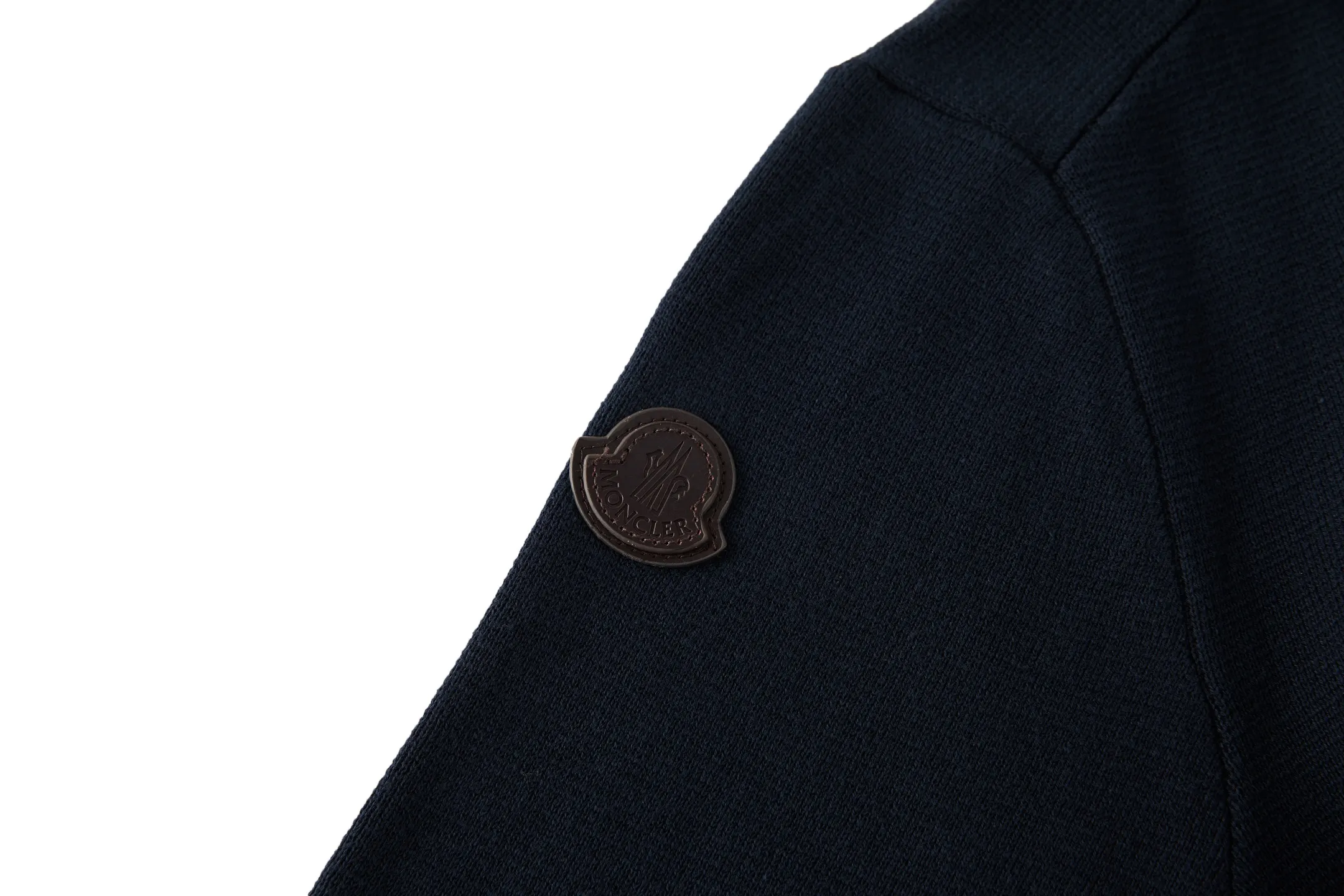 Moncler Leather-Trimmed Wool and Cotton-Blend Zip-Up Cardigan D32519221 — view 9