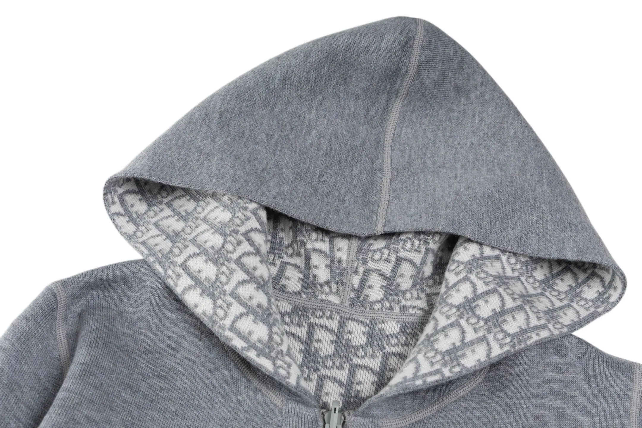 Oblique Reversible Cashmere-Blend Zip-Up Hoodie D33021213 — view 3