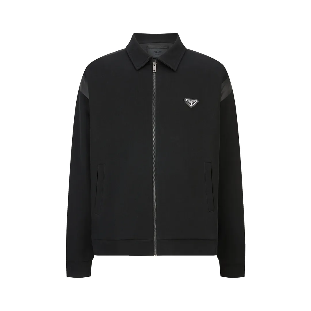 Nylon-Trimmed Mercerized Cotton Zip-Up Jacket D33021080