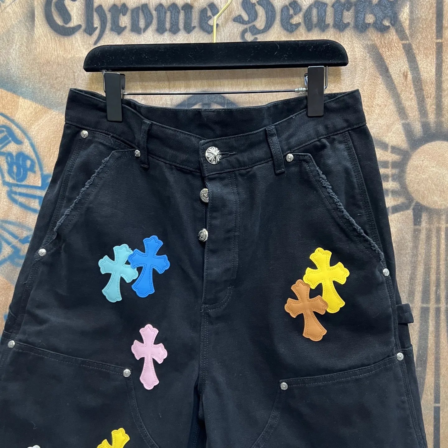Chrome Hearts Remake Cross-Patch Denim Shorts D33014159 — view 2