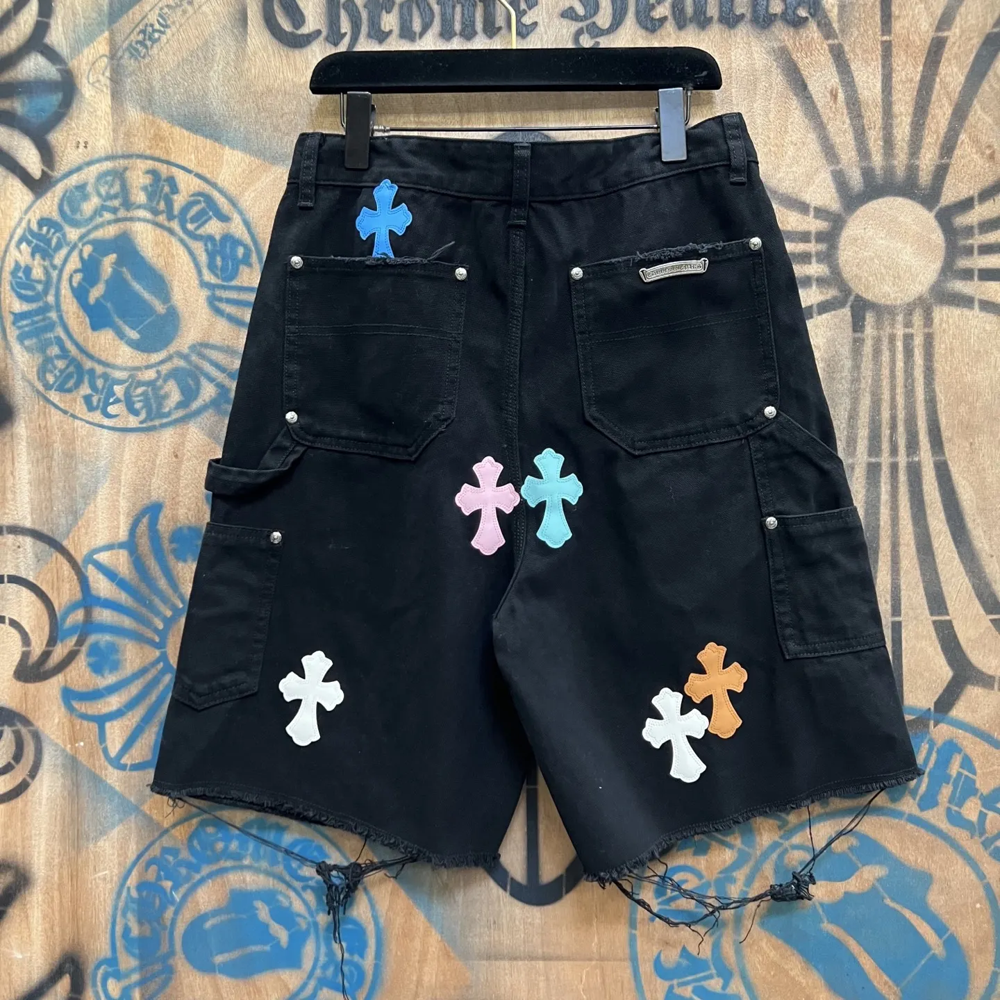 Chrome Hearts Remake Cross-Patch Denim Shorts D33014159 — view 5