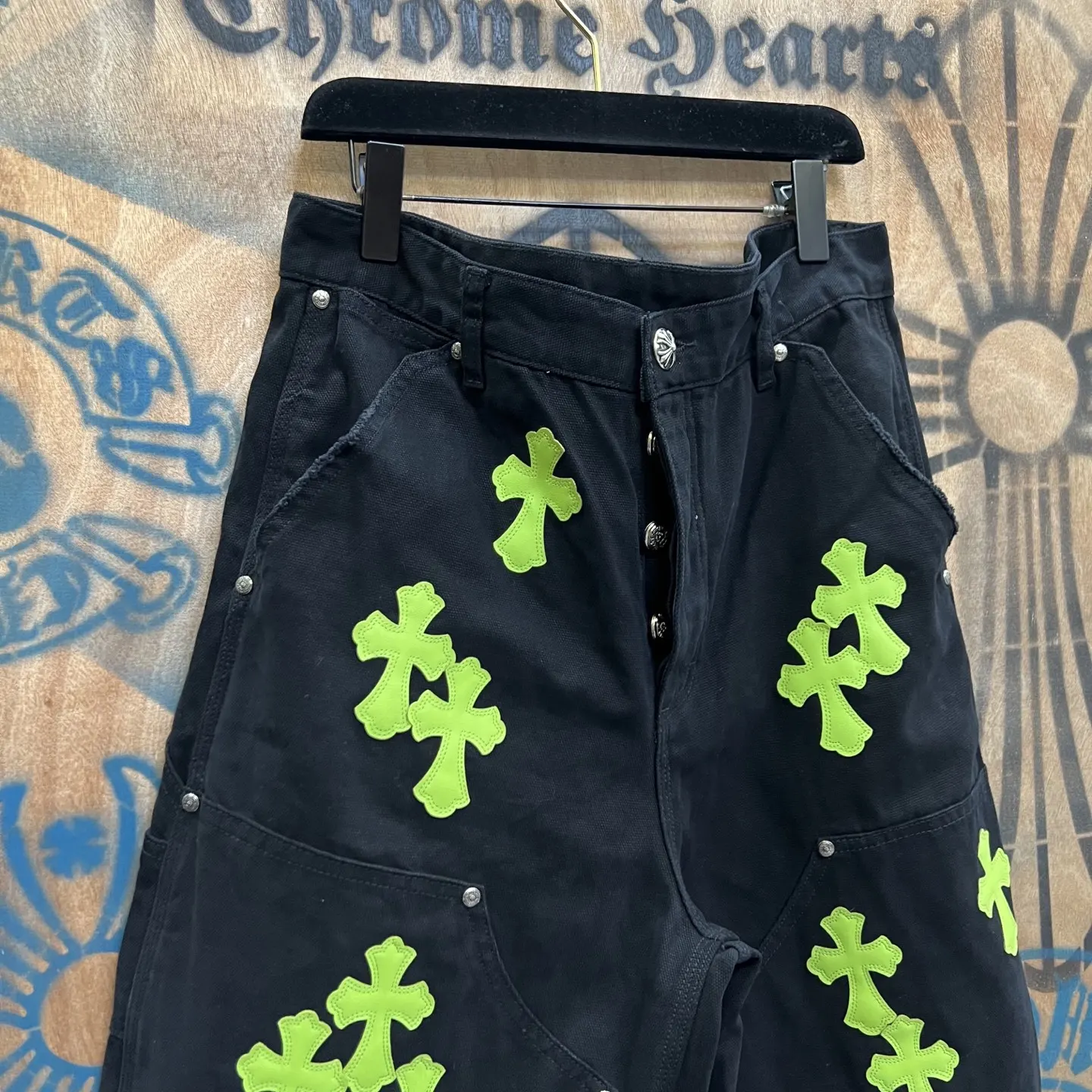 Remake Leather-Patch Denim Shorts D33014156 — view 2