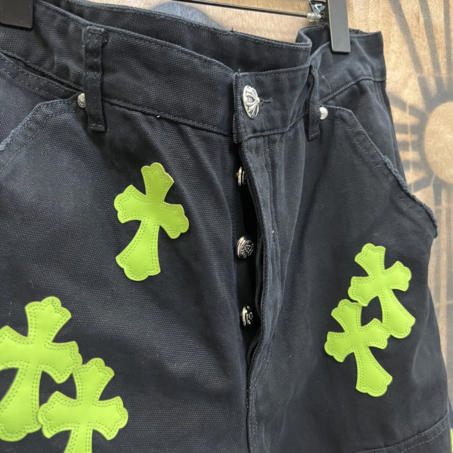 Remake Leather-Patch Denim Shorts D33014156 — view 4