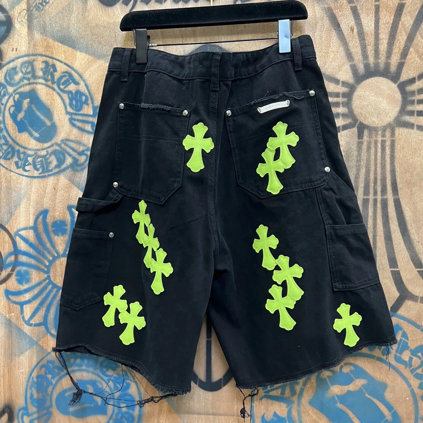 Remake Leather-Patch Denim Shorts D33014156 — view 5