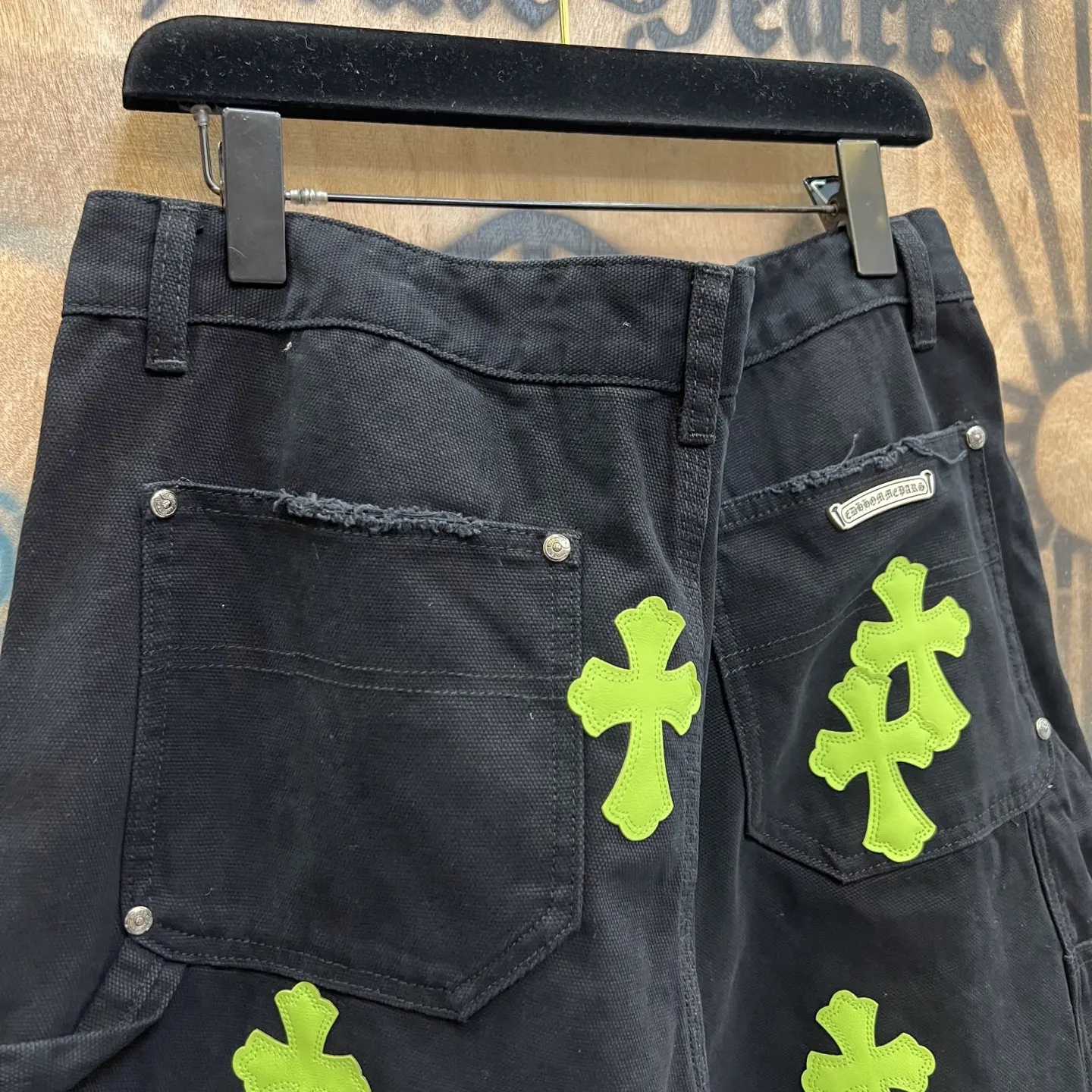 Remake Leather-Patch Denim Shorts D33014156 — view 7