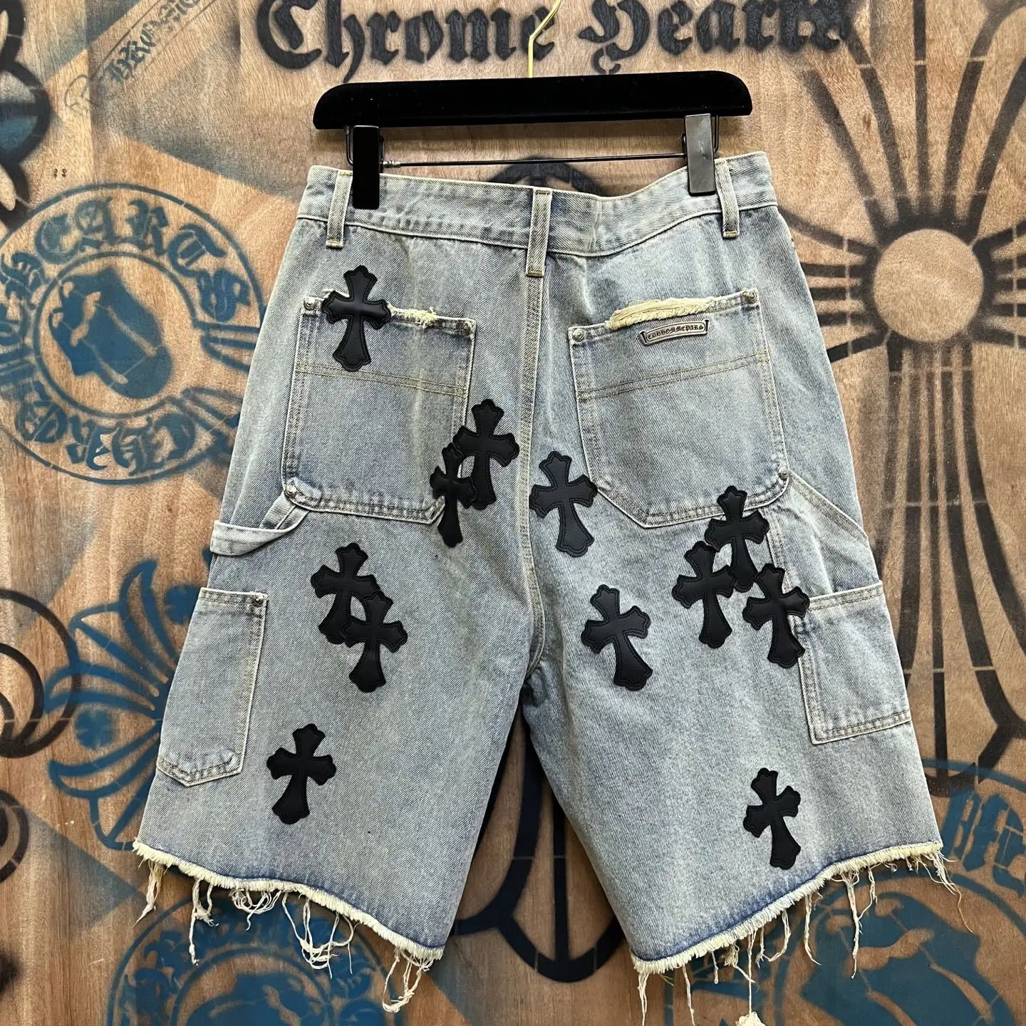 Remade Leather-Patch Denim Shorts D33014144 — view 5