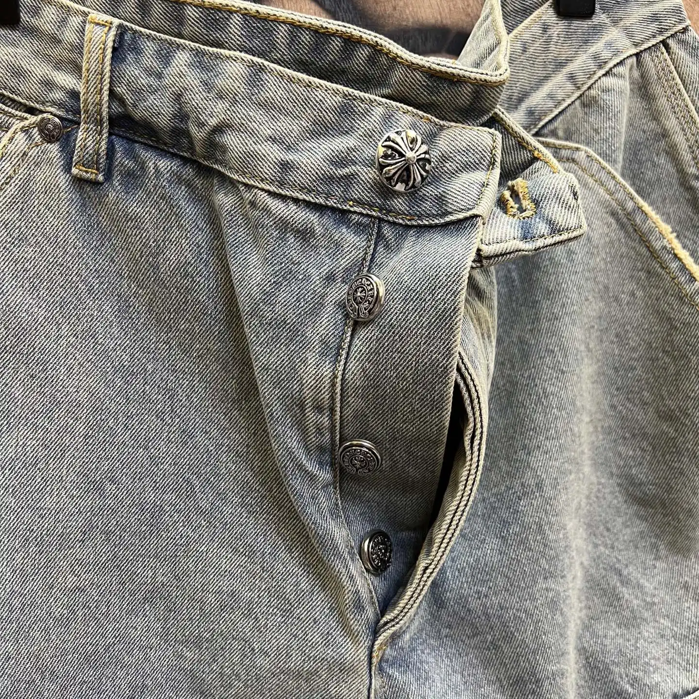 Remade Leather-Patch Denim Shorts D33014144 — view 9