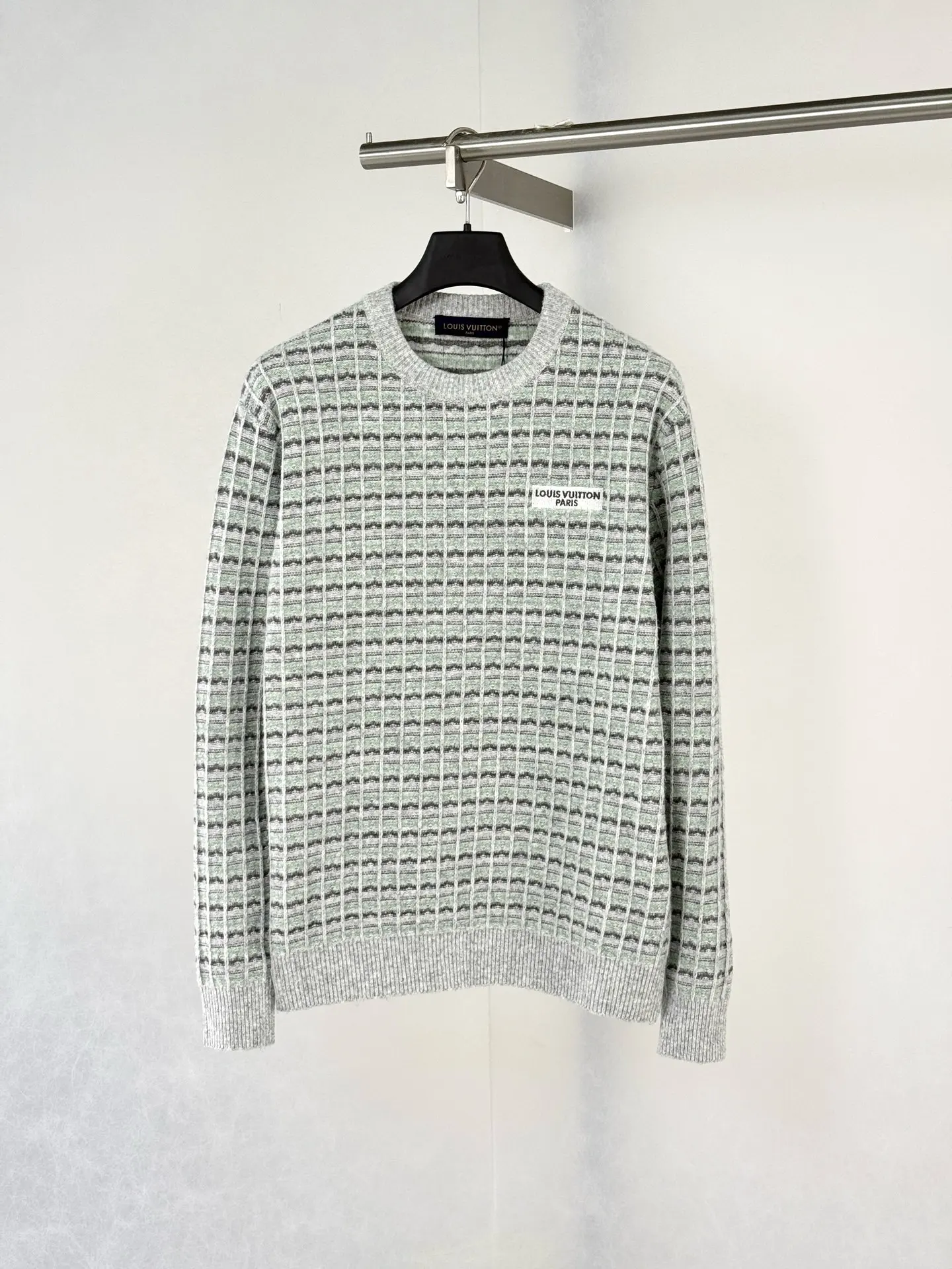 Check Jacquard Wool-Blend Crew-Neck Sweater D33520745