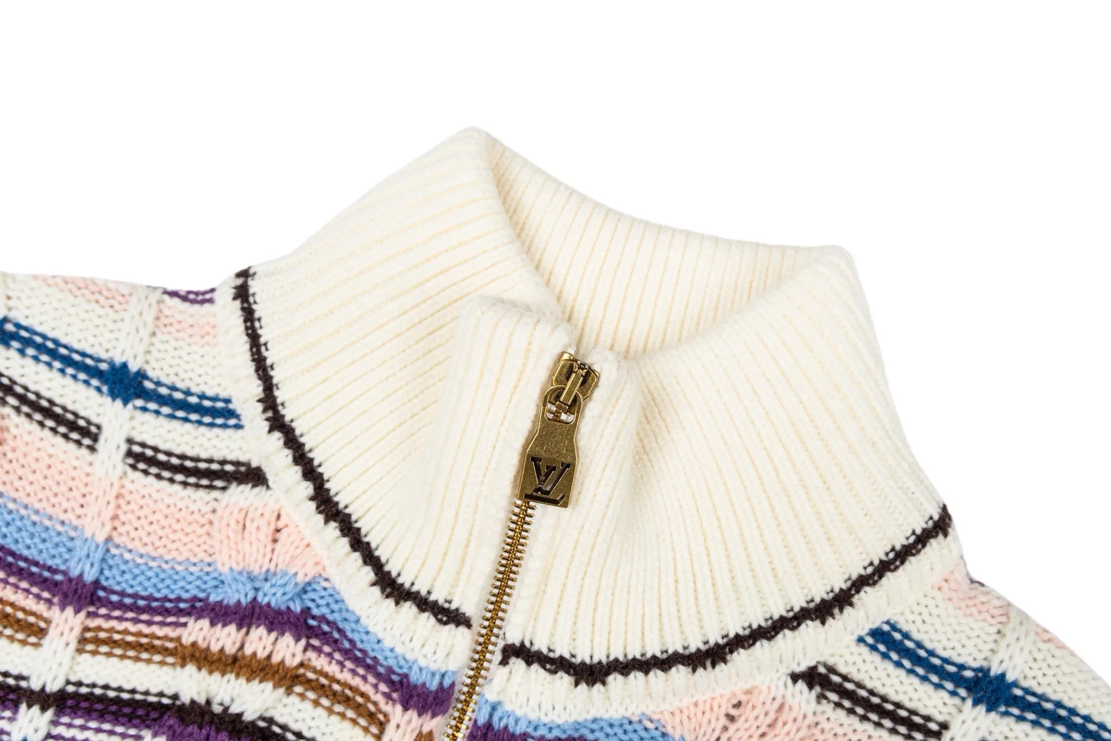 Striped Cable-Knit Wool-Cashmere Zip-Up Cardigan D33513785 — view 3