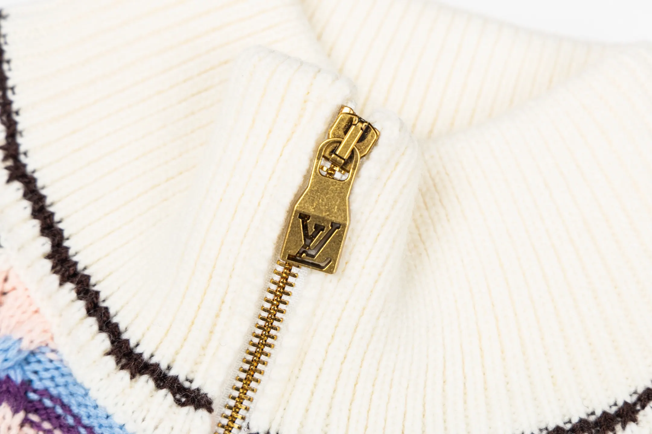 Striped Cable-Knit Wool-Cashmere Zip-Up Cardigan D33513785 — view 5