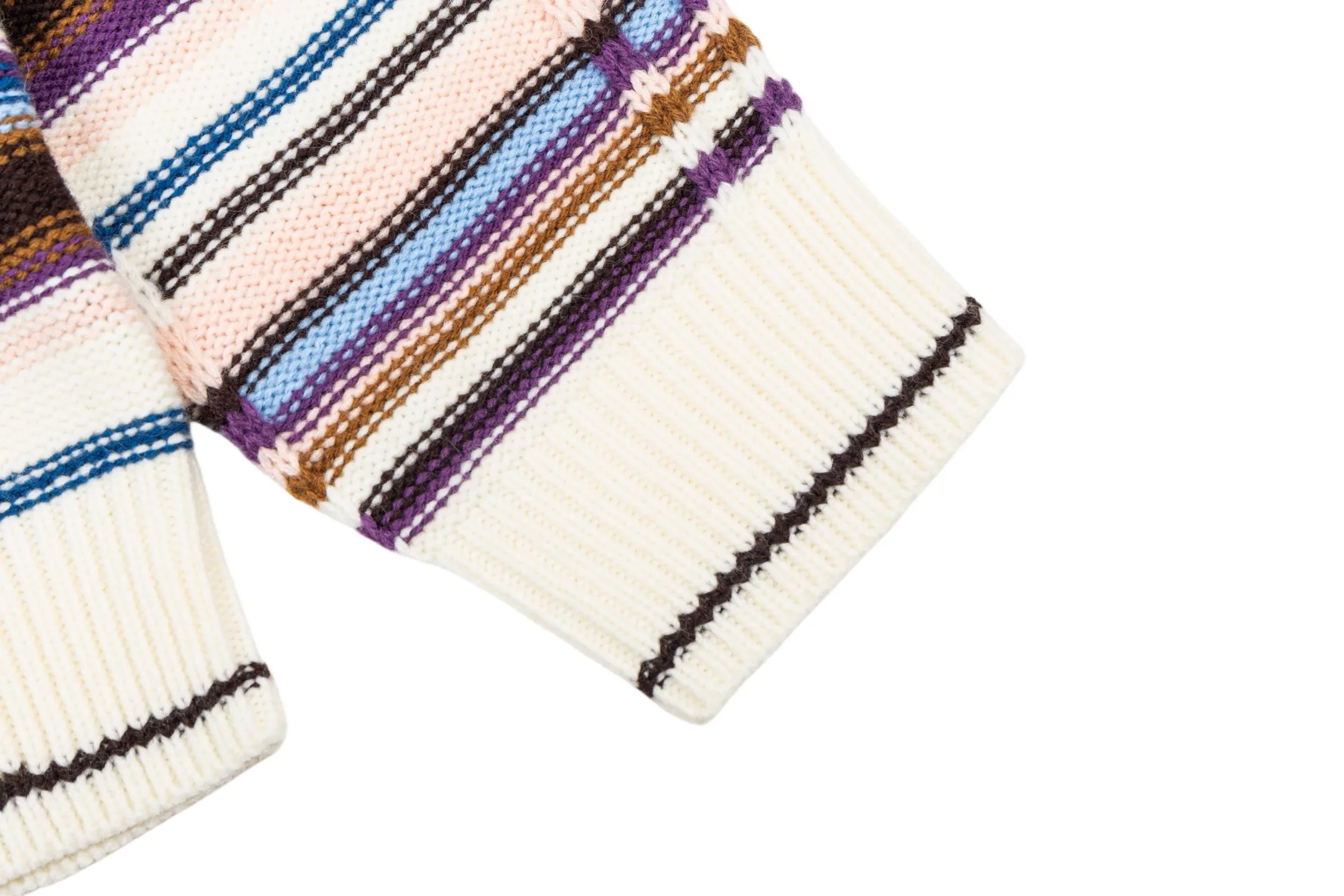 Striped Cable-Knit Wool-Cashmere Zip-Up Cardigan D33513785 — view 7