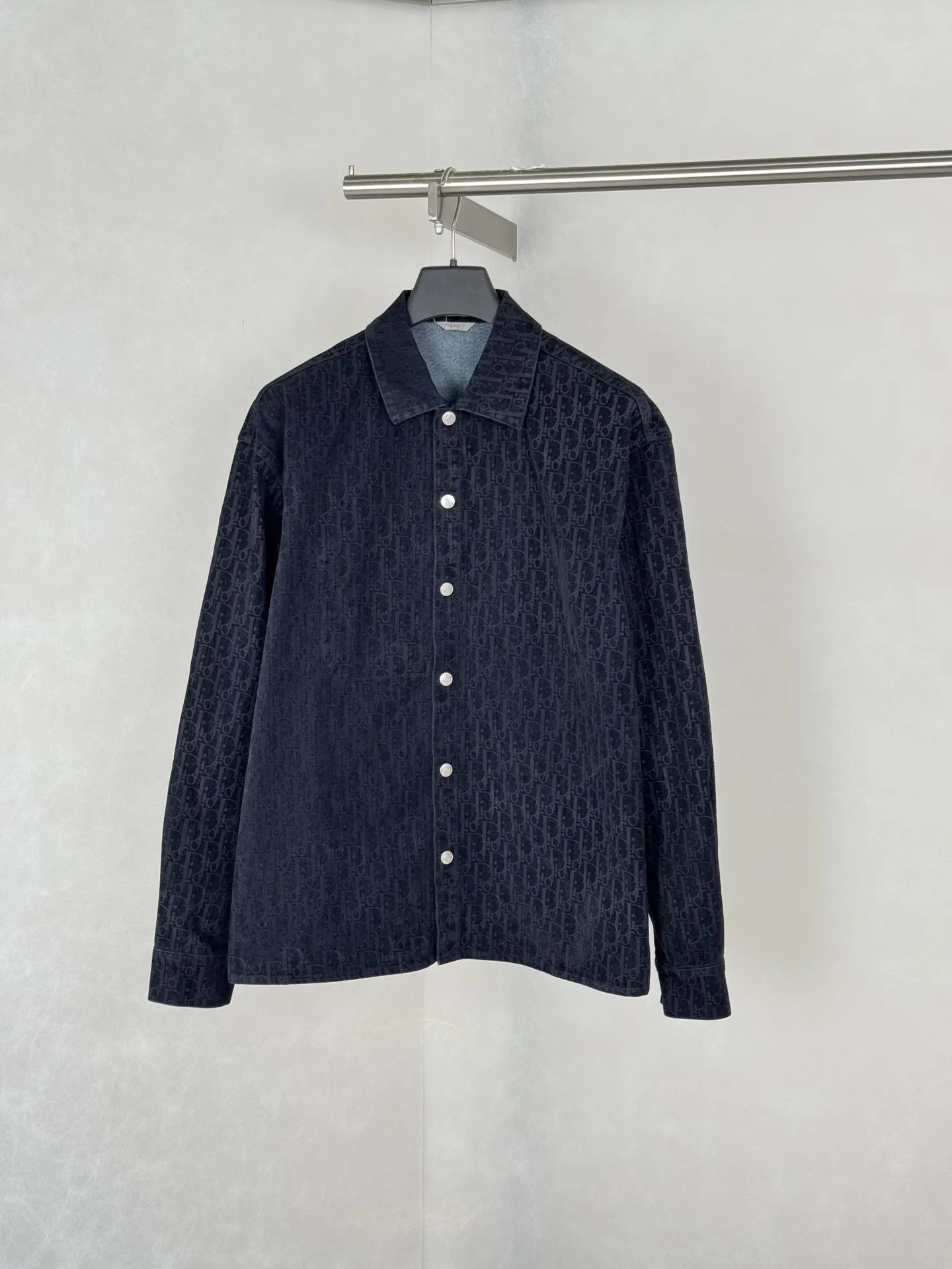 Oblique Flocked Denim Long-Sleeve Shirt D33519195