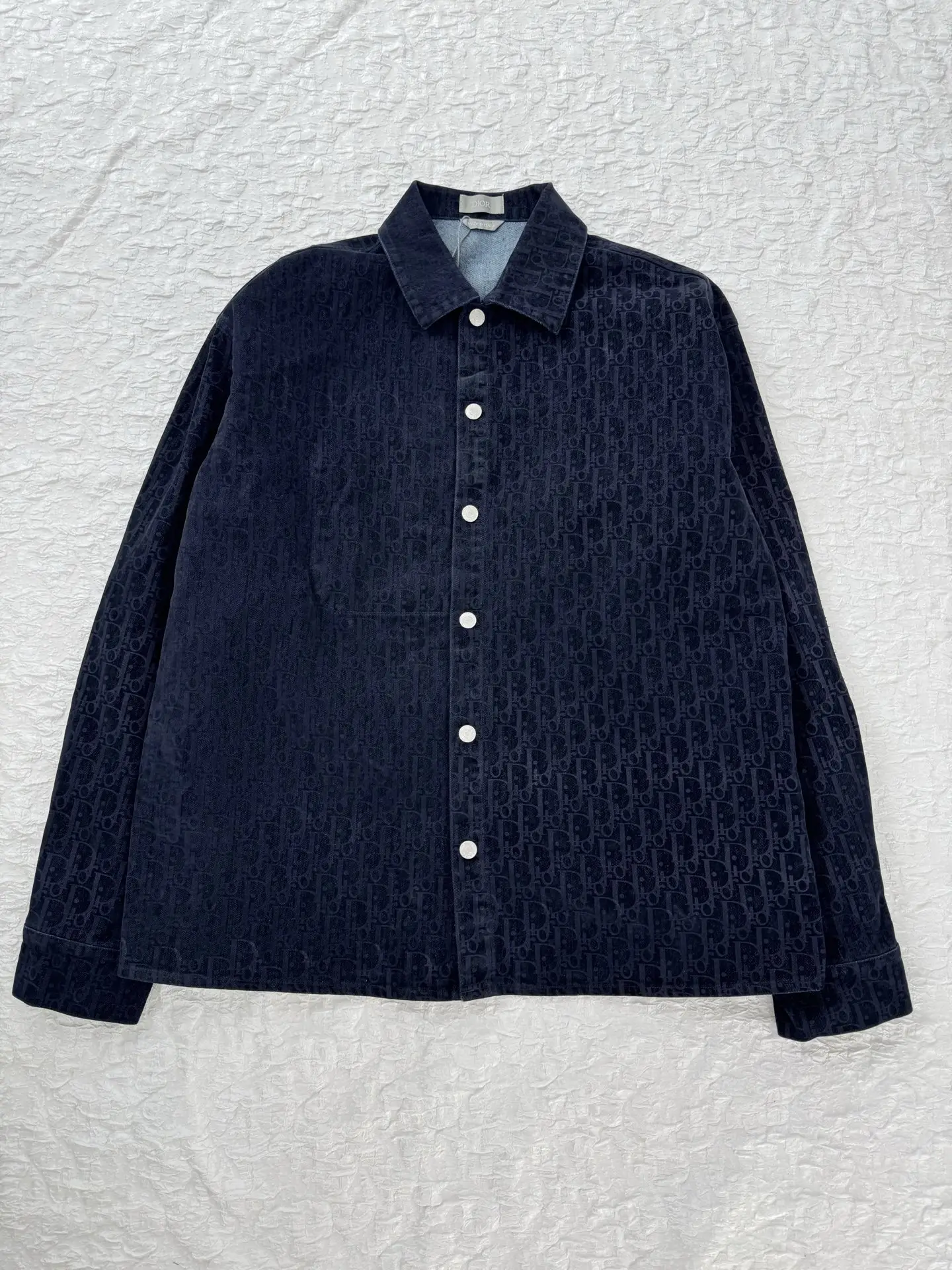 Oblique Flocked Denim Long-Sleeve Shirt D33519195 — view 3