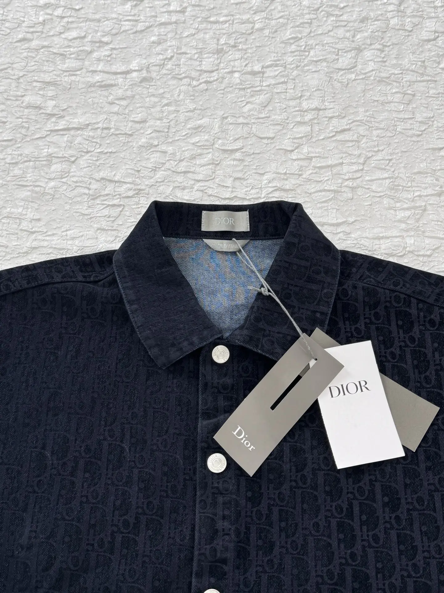 Oblique Flocked Denim Long-Sleeve Shirt D33519195 — view 4
