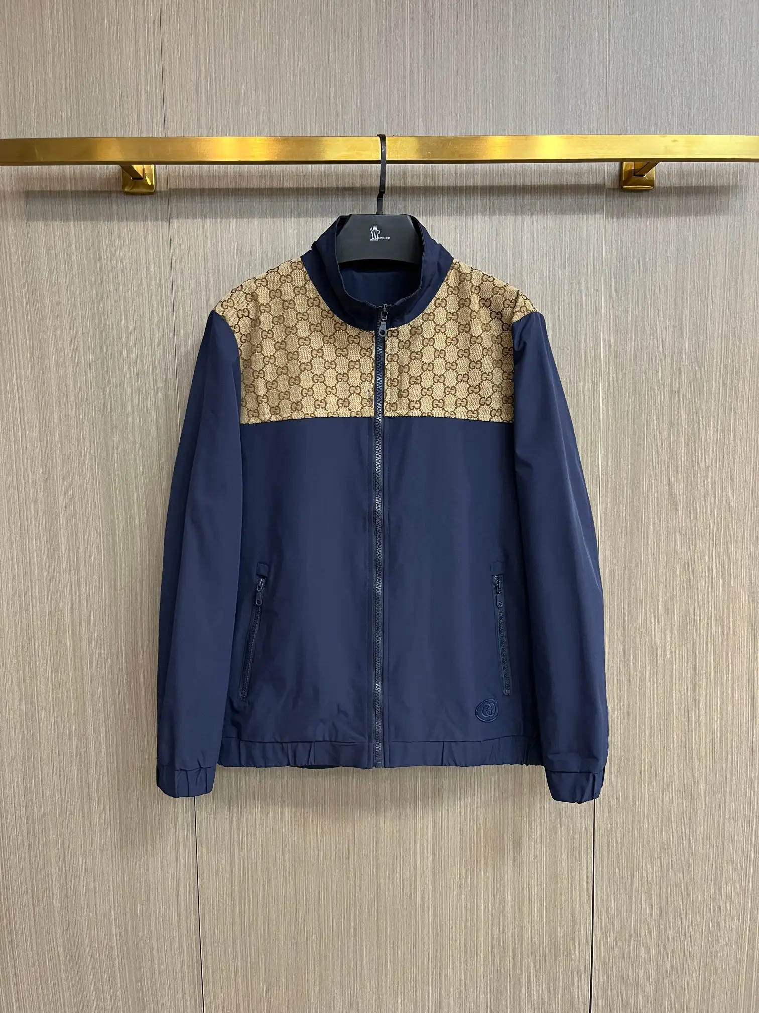 Monogram Panel Zip-Up Hooded Jacket D34014324