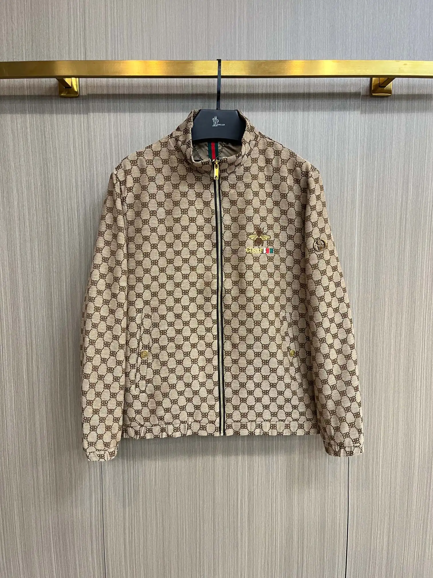 Monogram Print Zip-Up Jacket with Packable Hood D34014327