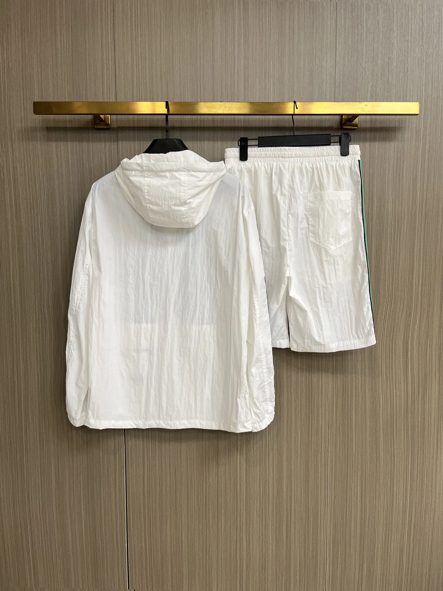 Web-Stripe Hooded Windbreaker and Shorts Set D34014547 — view 2