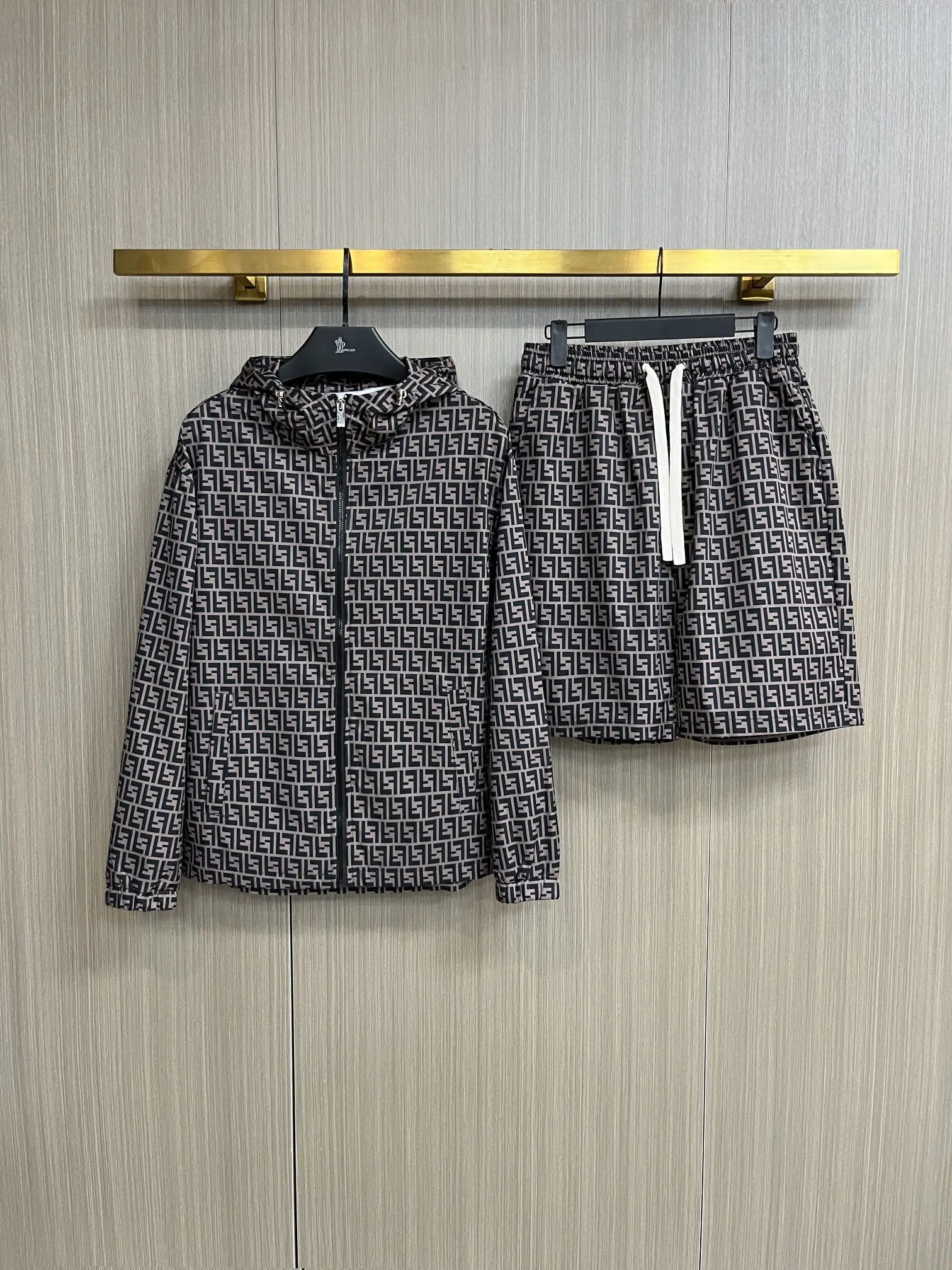 Monogram Print Hooded Jacket and Shorts Set D34014406