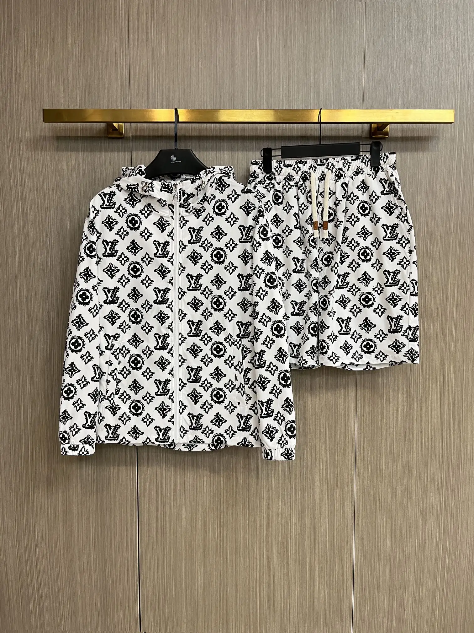 Monogram Print Hooded Jacket and Shorts Set D34014550