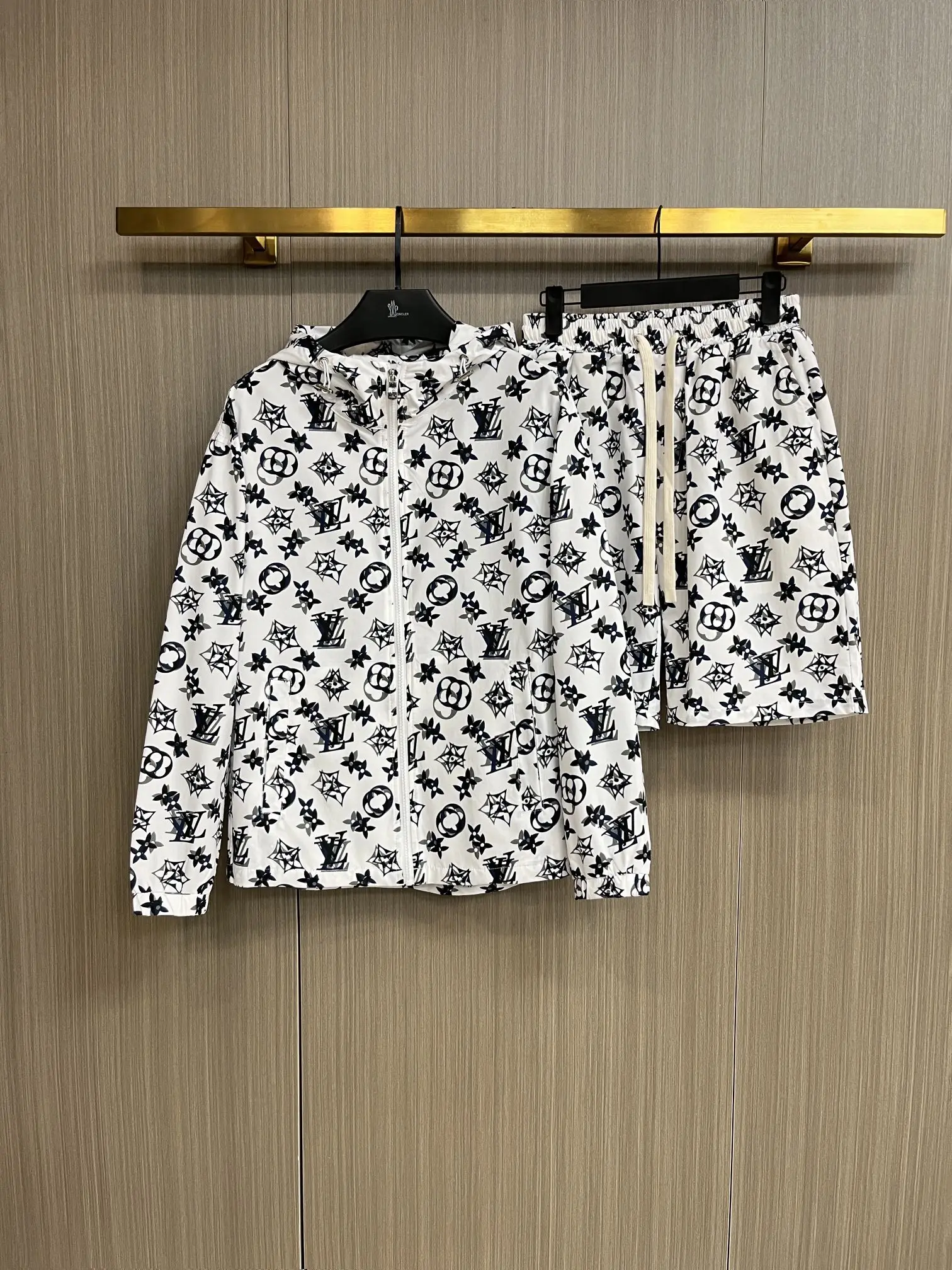 Monogram Print Hooded Windbreaker and Shorts Set D34014552