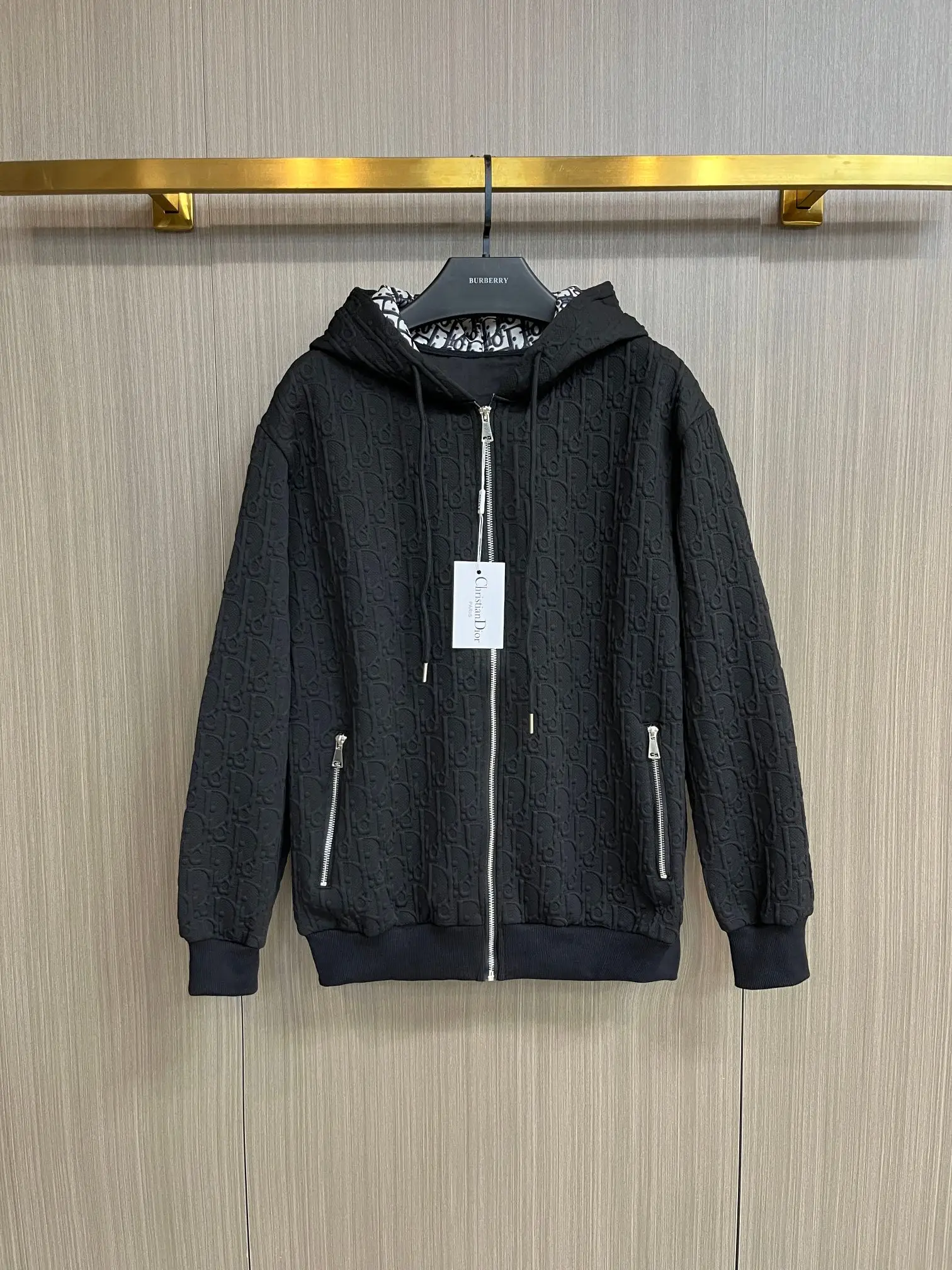 Oblique Jacquard Zip-Up Hooded Jacket D34014320