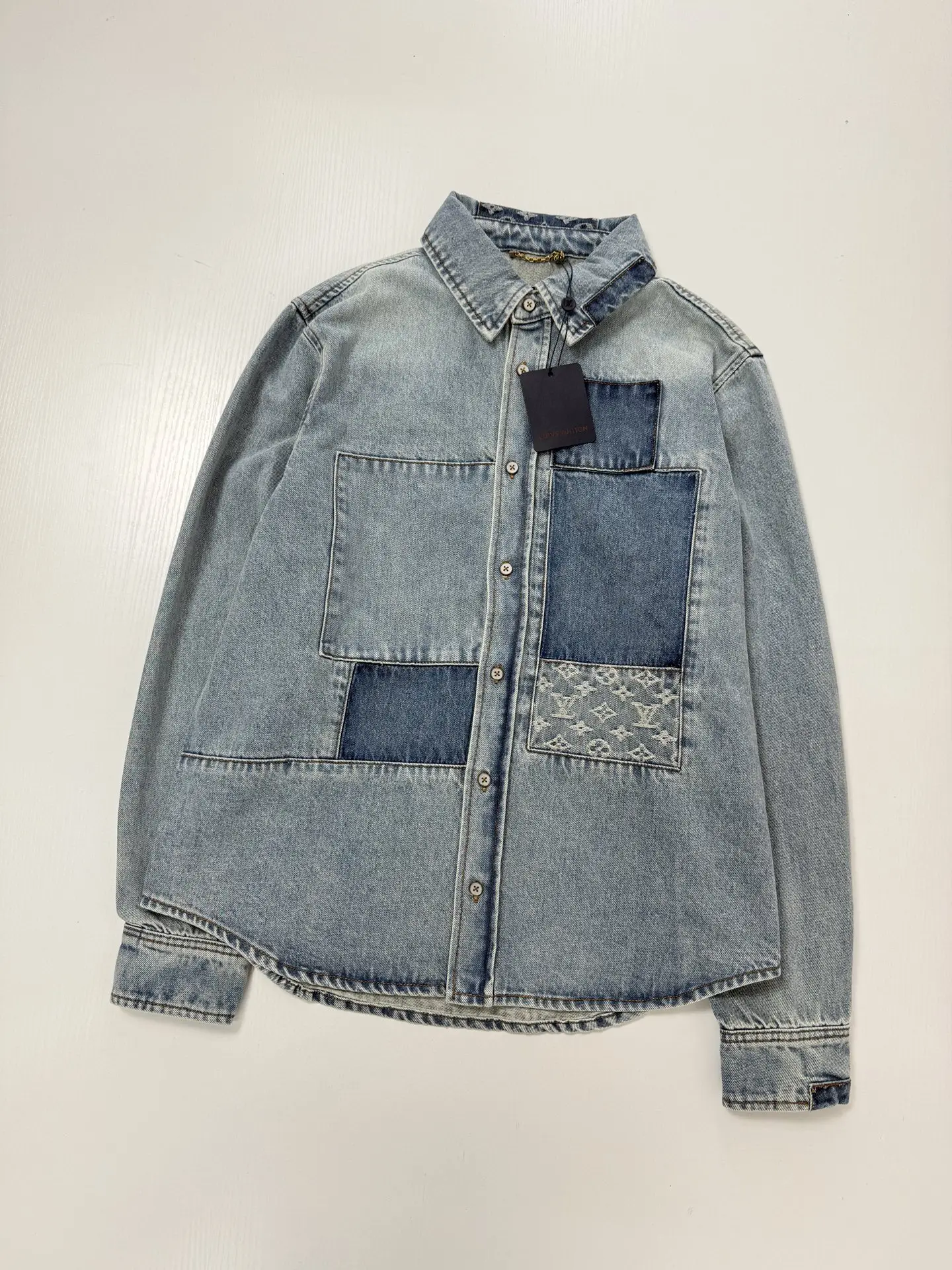 Monogram Patchwork Distressed Denim Shirt D34020728 — view 3