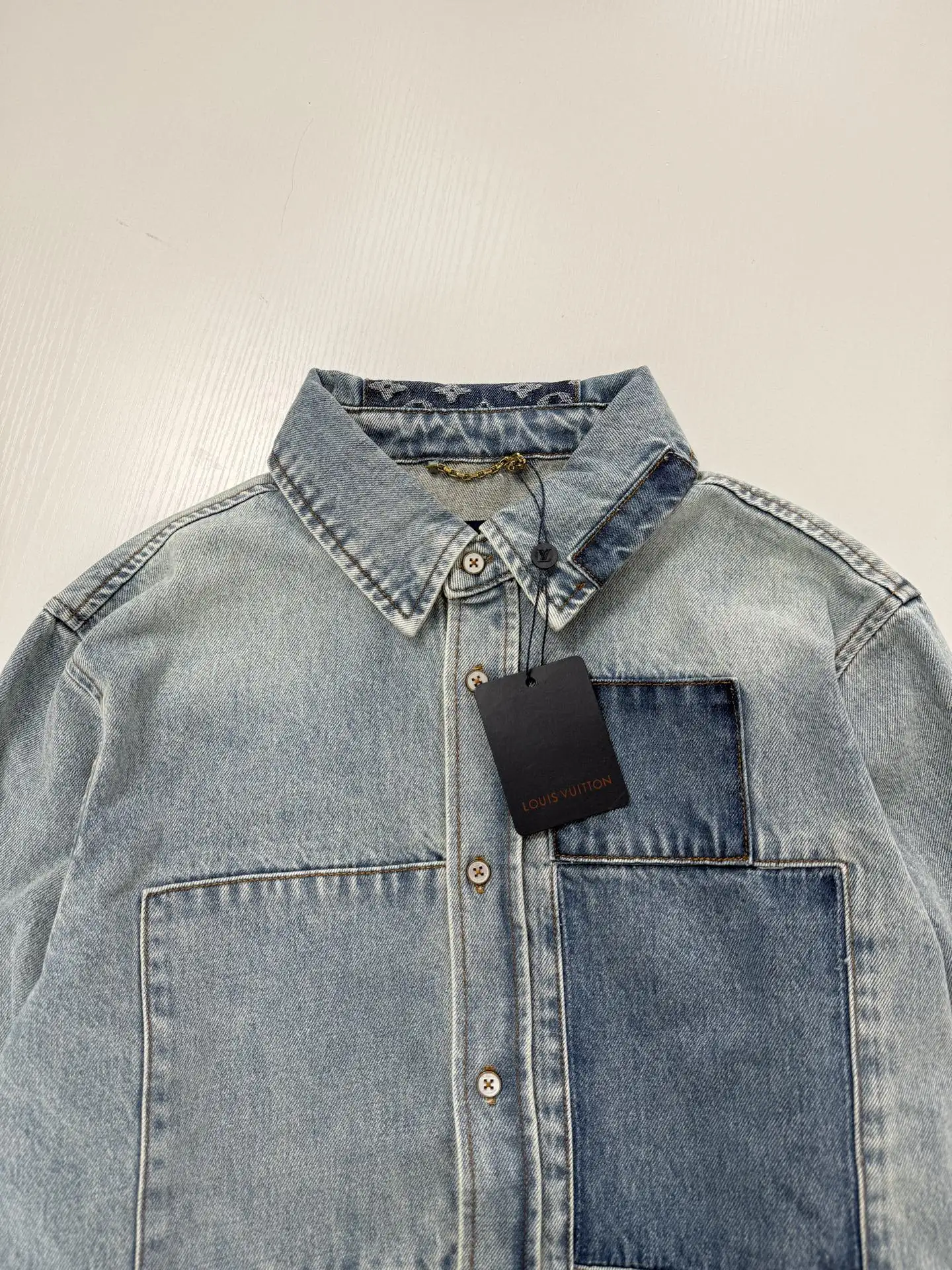 Monogram Patchwork Distressed Denim Shirt D34020728 — view 4