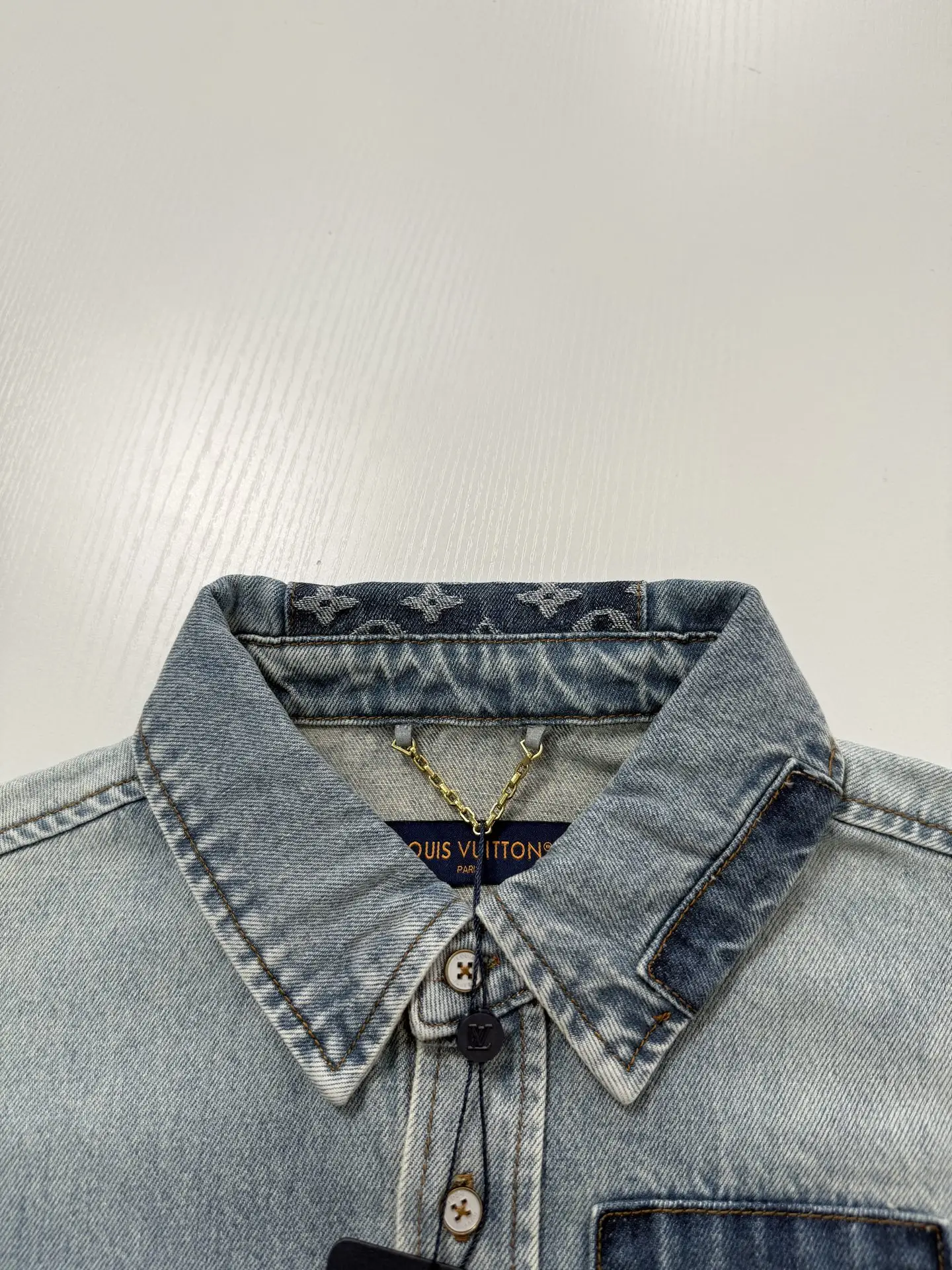 Monogram Patchwork Distressed Denim Shirt D34020728 — view 5