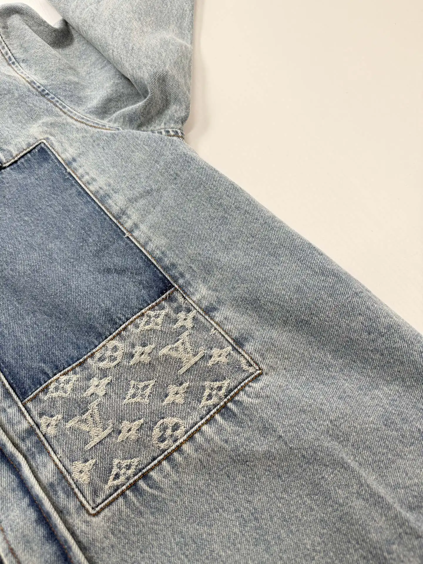 Monogram Patchwork Distressed Denim Shirt D34020728 — view 9