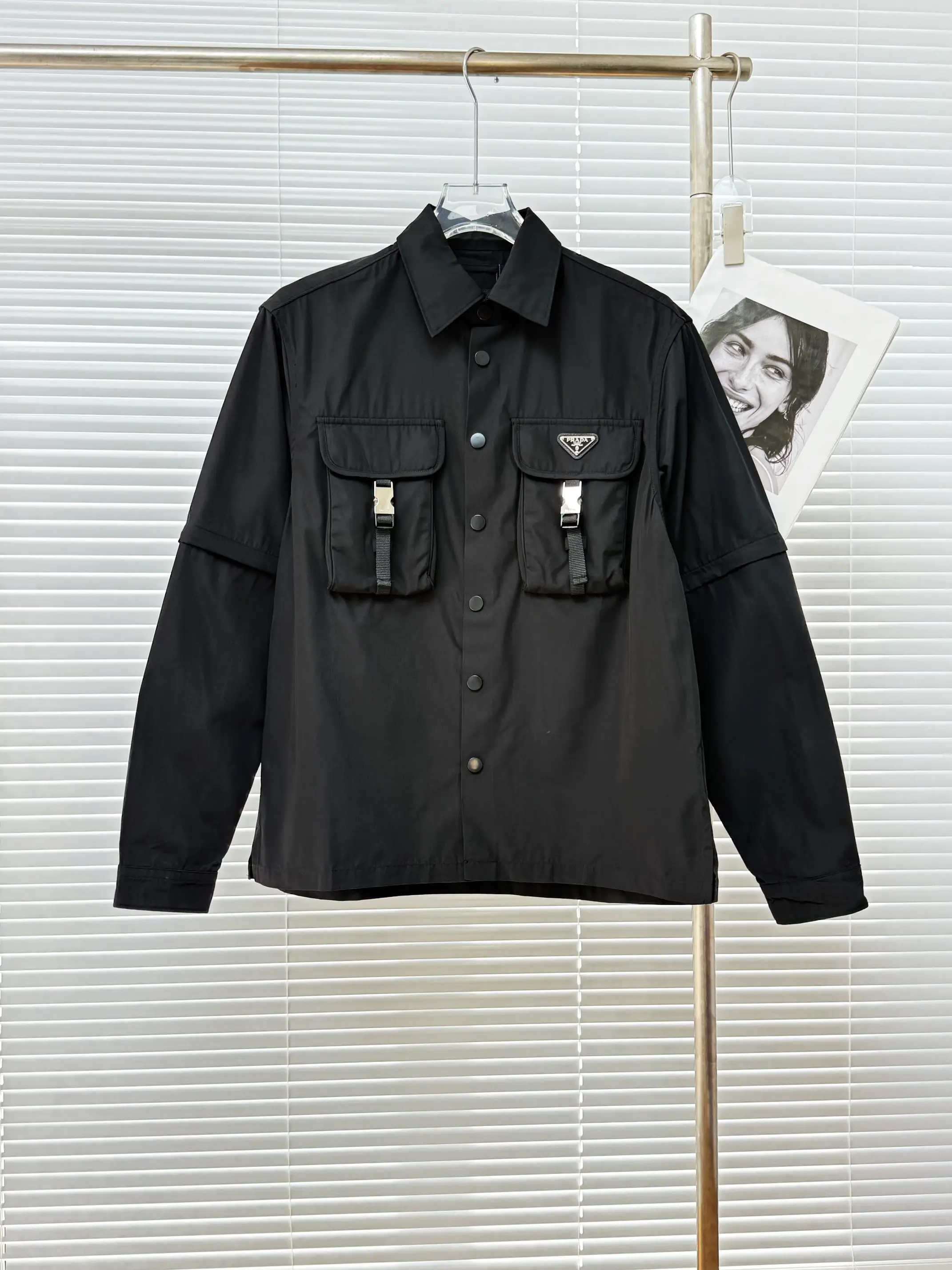 Re-Nylon and Denim Overshirt Jacket D34014448