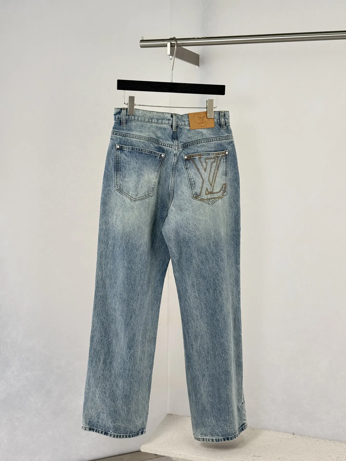 Embellished Straight-Leg Jeans with Logo Embroidery D34520727 — view 2
