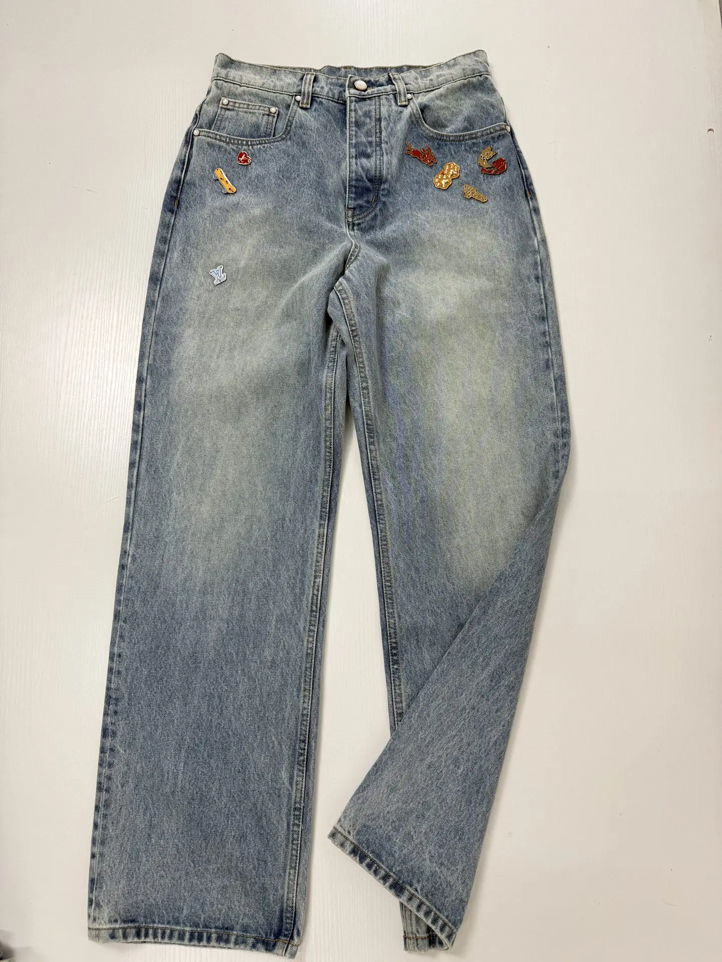 Embellished Straight-Leg Jeans with Logo Embroidery D34520727 — view 3