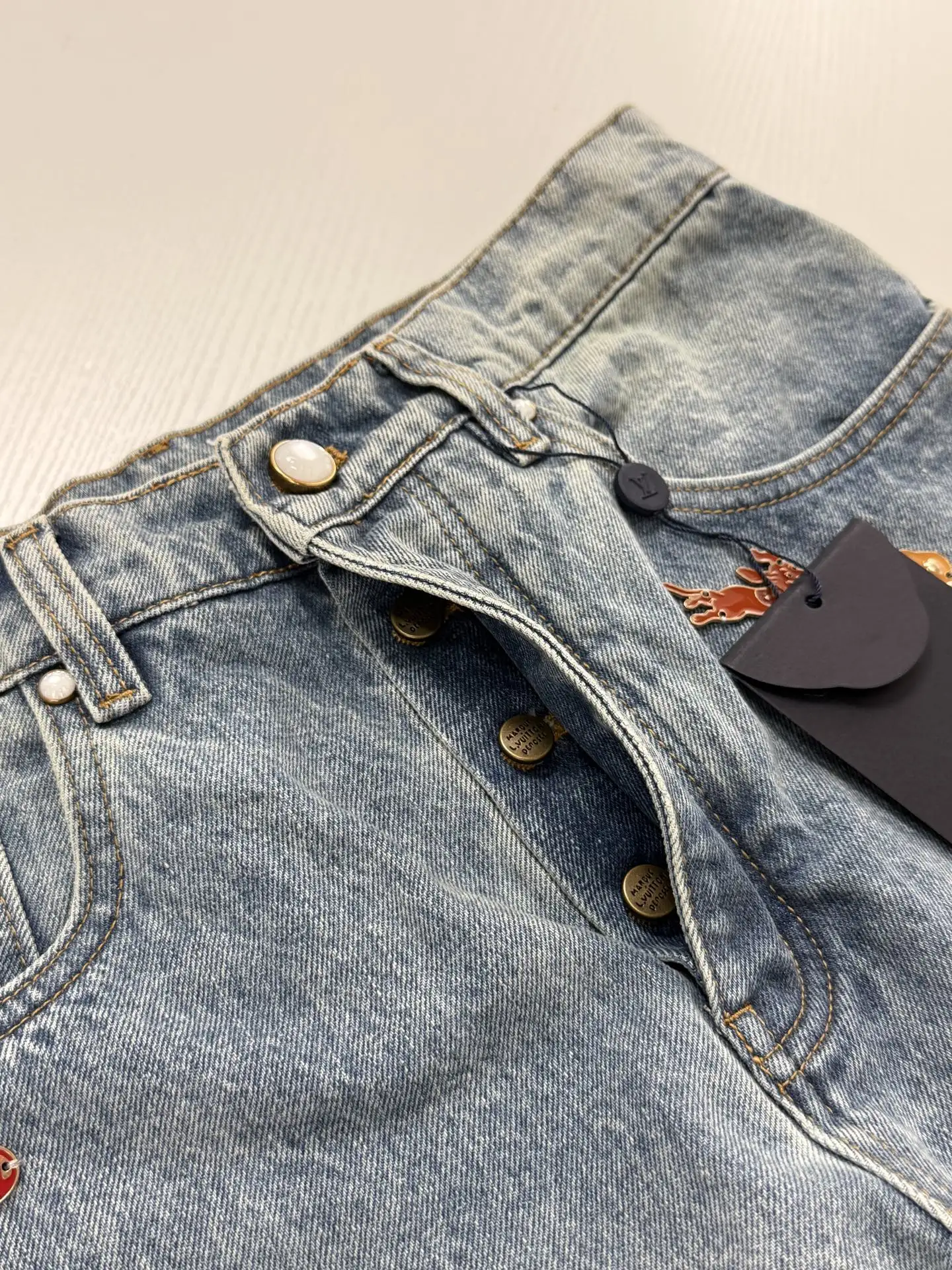 Embellished Straight-Leg Jeans with Logo Embroidery D34520727 — view 5