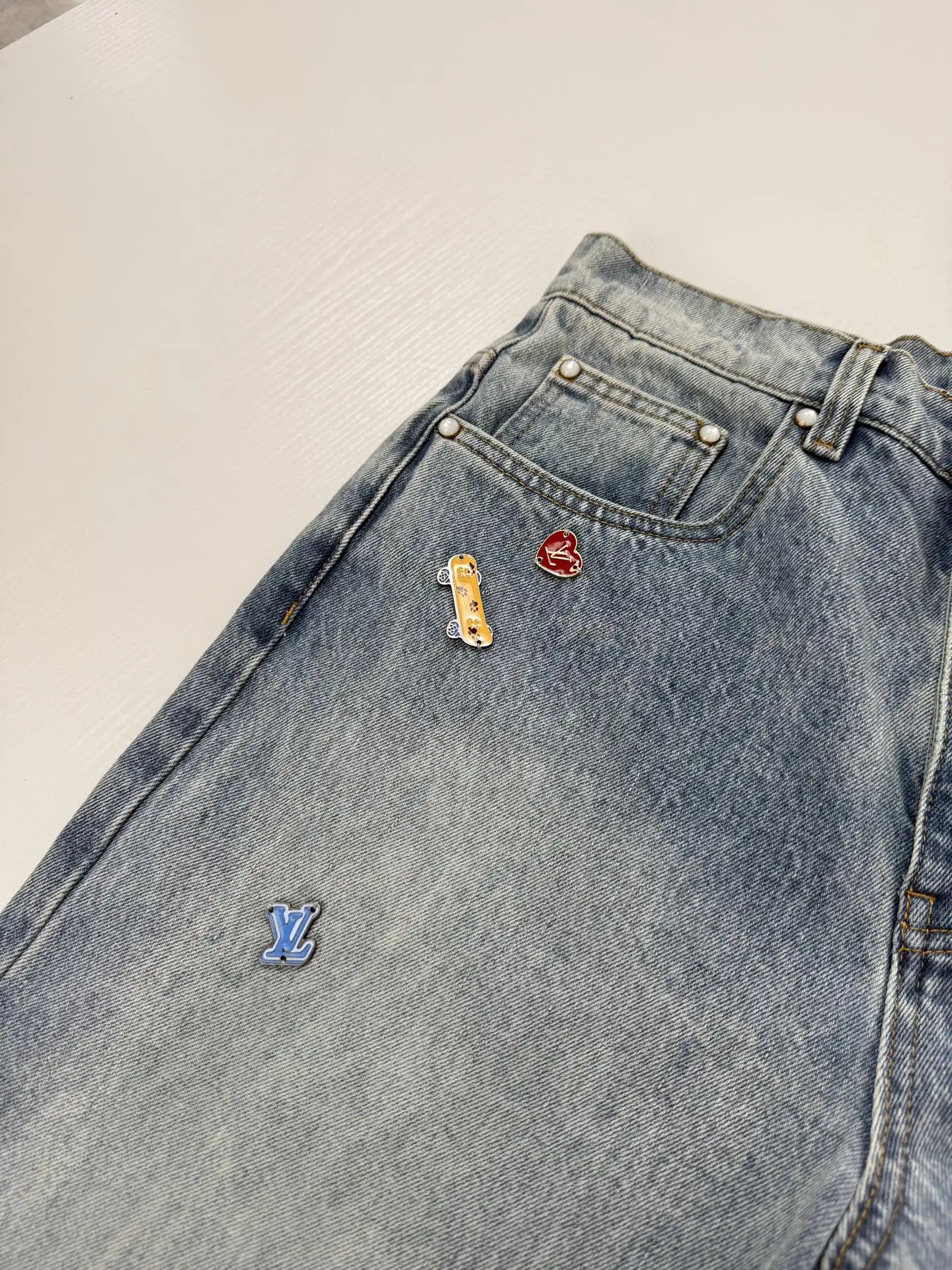 Embellished Straight-Leg Jeans with Logo Embroidery D34520727 — view 9