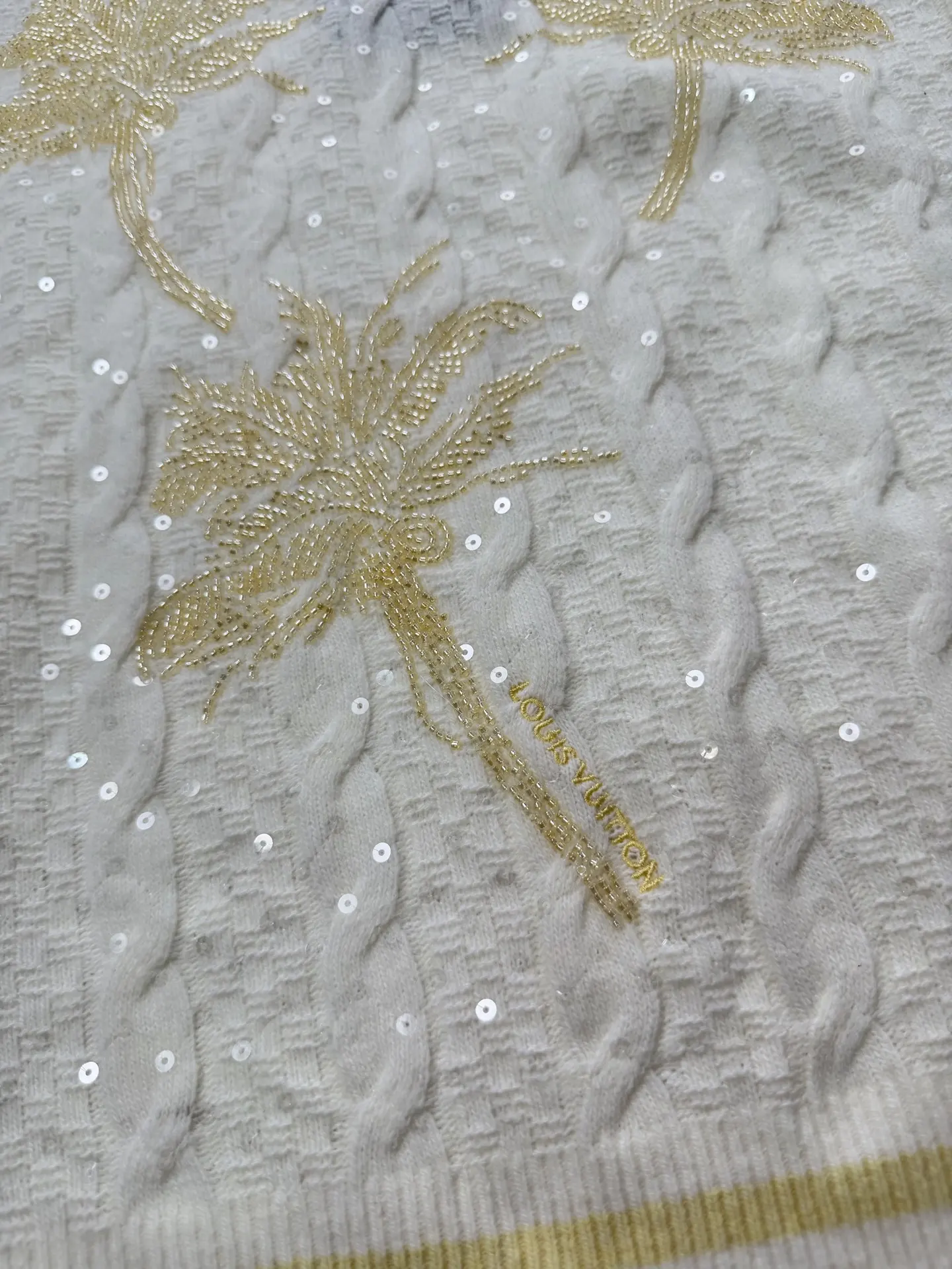 Palm Tree Beaded Cable-Knit Vest D34520666 — view 6