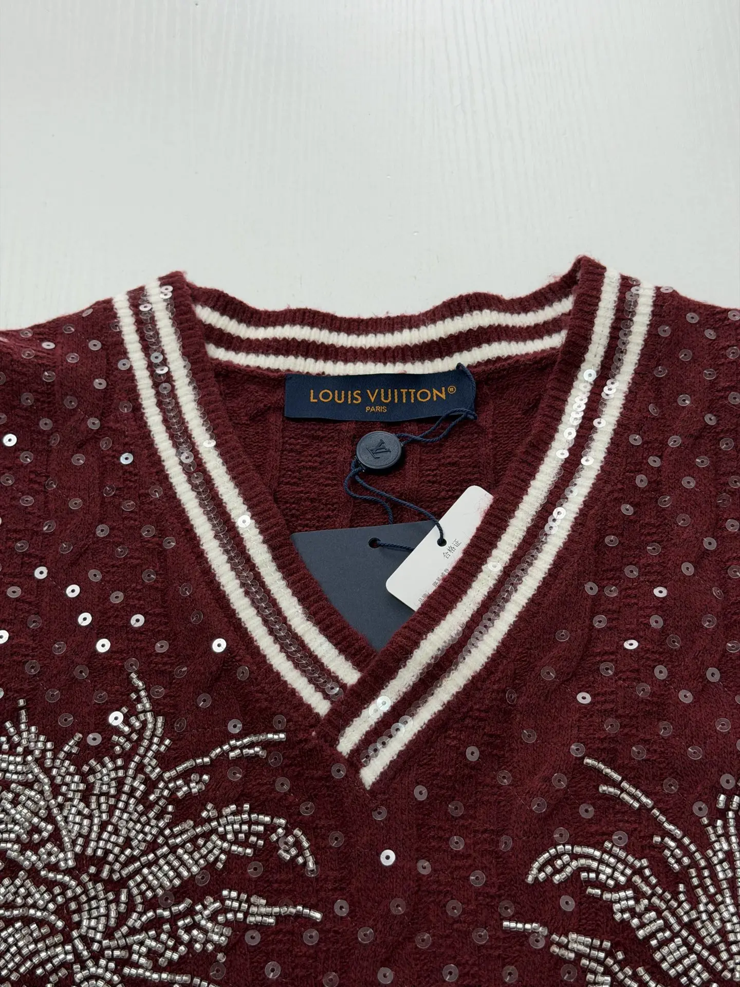 Palm Tree Beaded Cable-Knit Vest D34520667 — view 4