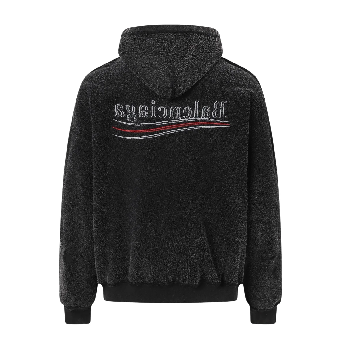 Distressed Logo-Embroidered Zip-Up Hoodie D35021201 — view 2