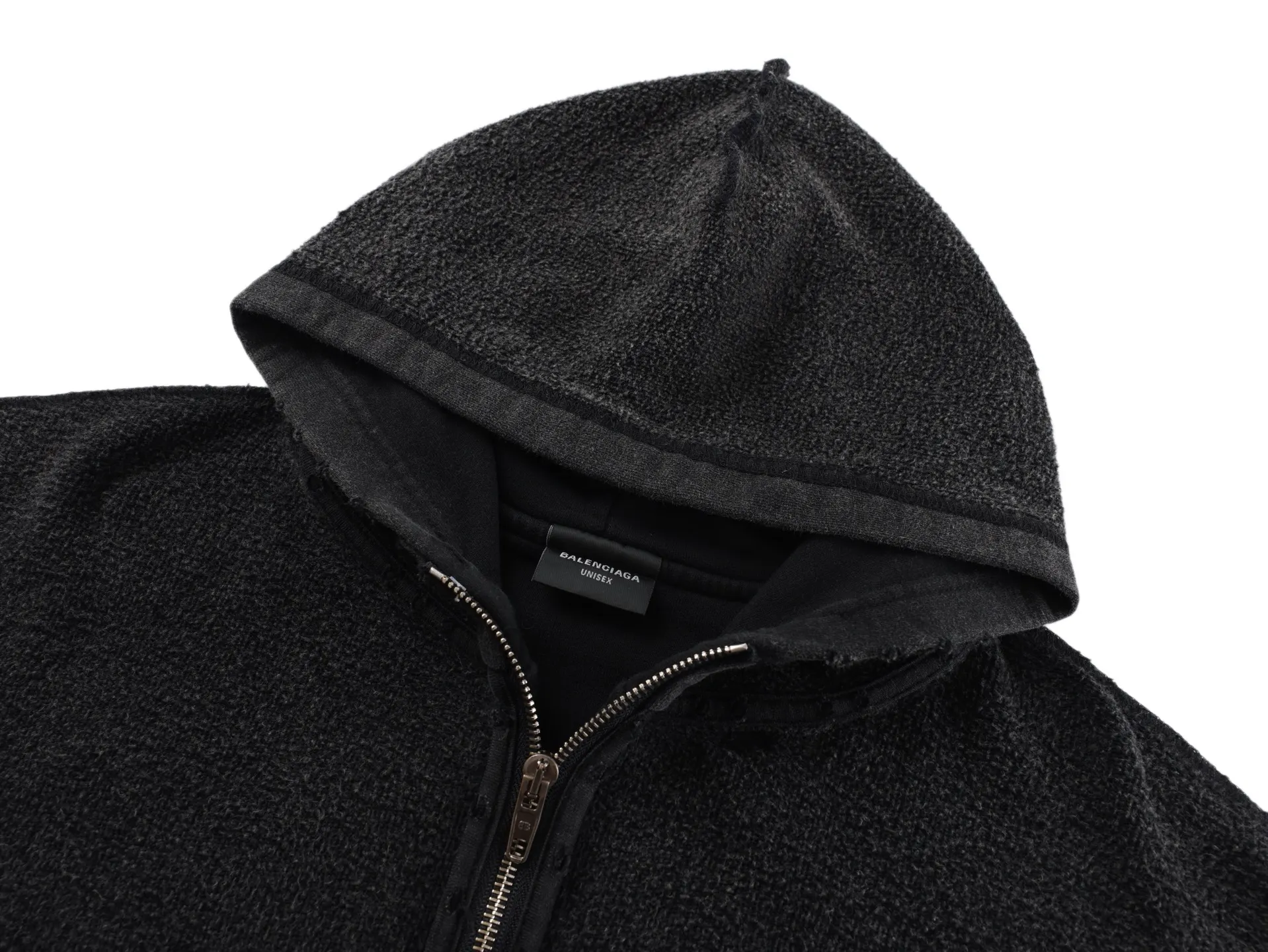 Distressed Logo-Embroidered Zip-Up Hoodie D35021201 — view 3