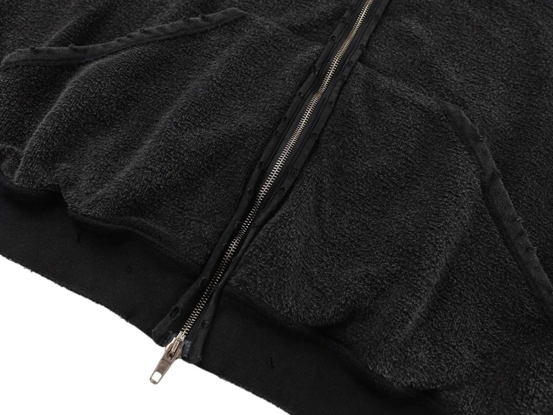 Distressed Logo-Embroidered Zip-Up Hoodie D35021201 — view 8