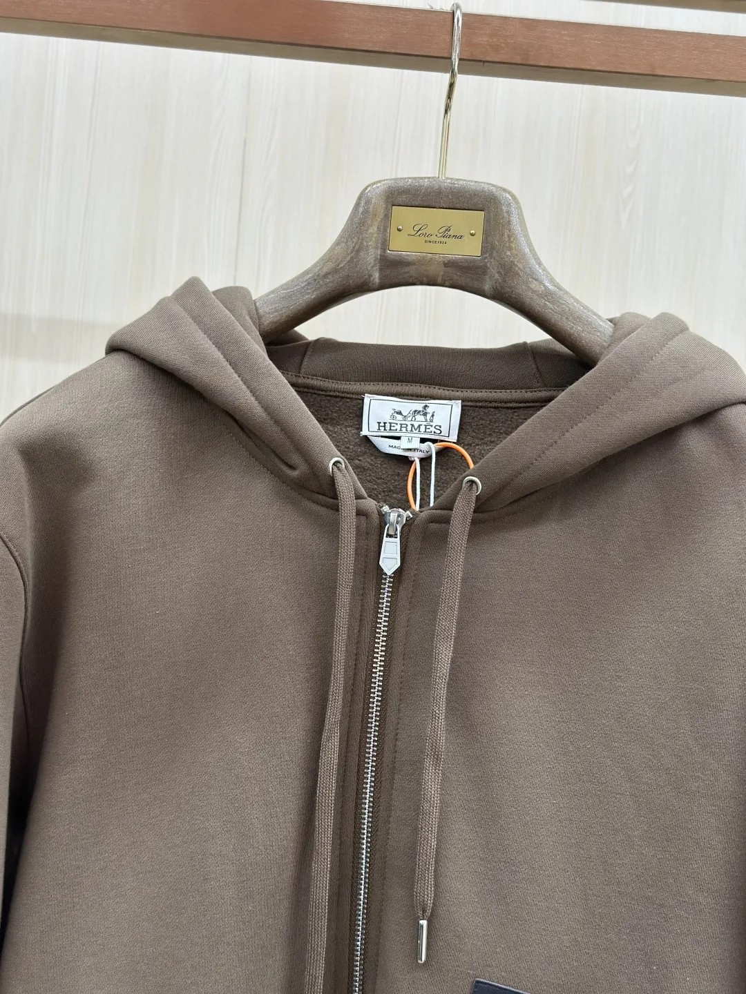 Leather-Trimmed Embroidered Zip-Up Hoodie D35019274 — view 4