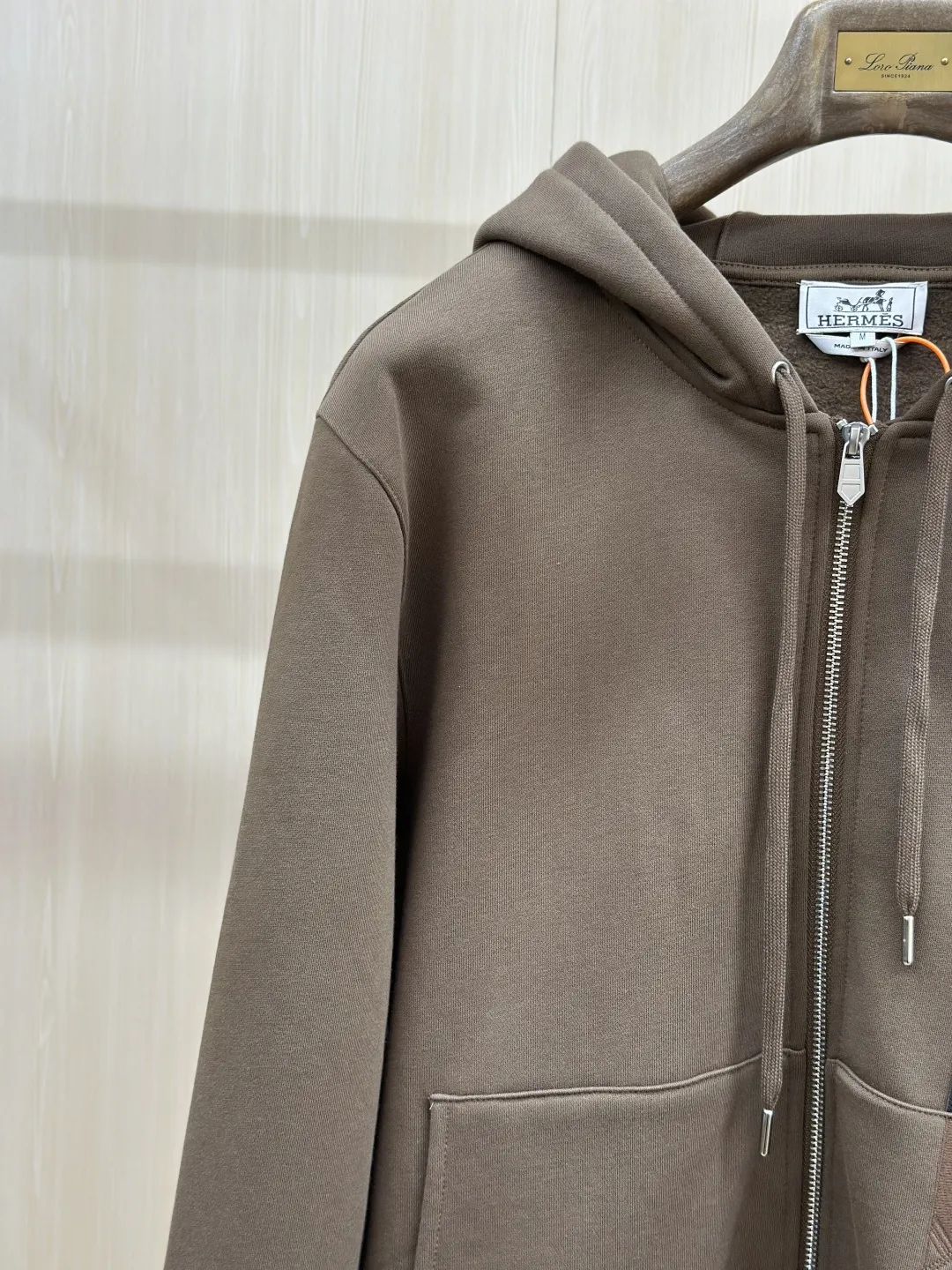 Leather-Trimmed Embroidered Zip-Up Hoodie D35019274 — view 5