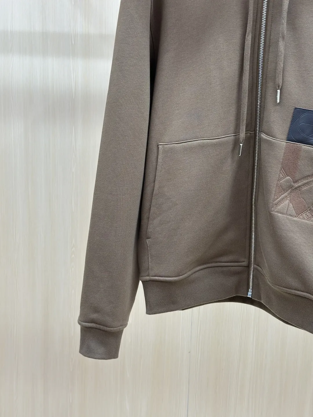 Leather-Trimmed Embroidered Zip-Up Hoodie D35019274 — view 7