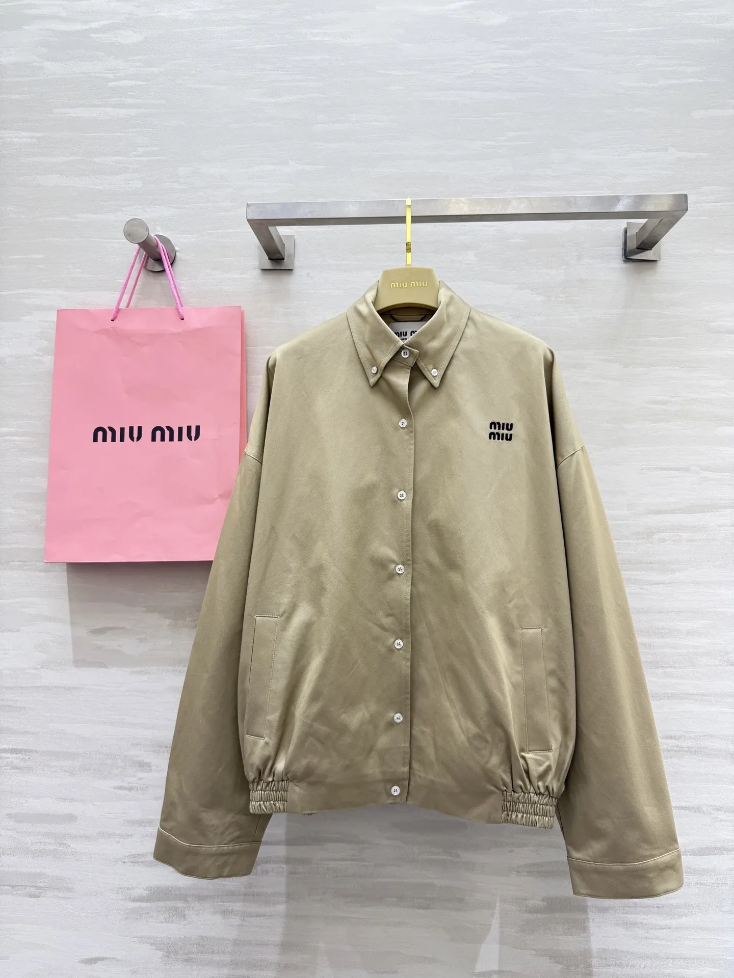 Embroidered Logo Button-Up Bomber Jacket D35014752