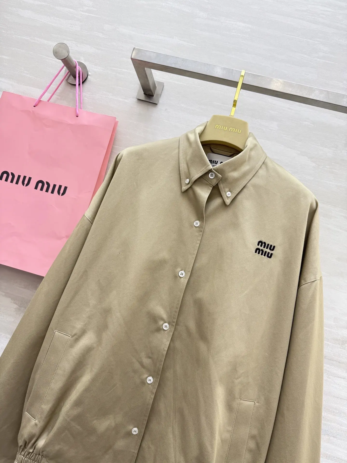 Embroidered Logo Button-Up Bomber Jacket D35014752 — view 3