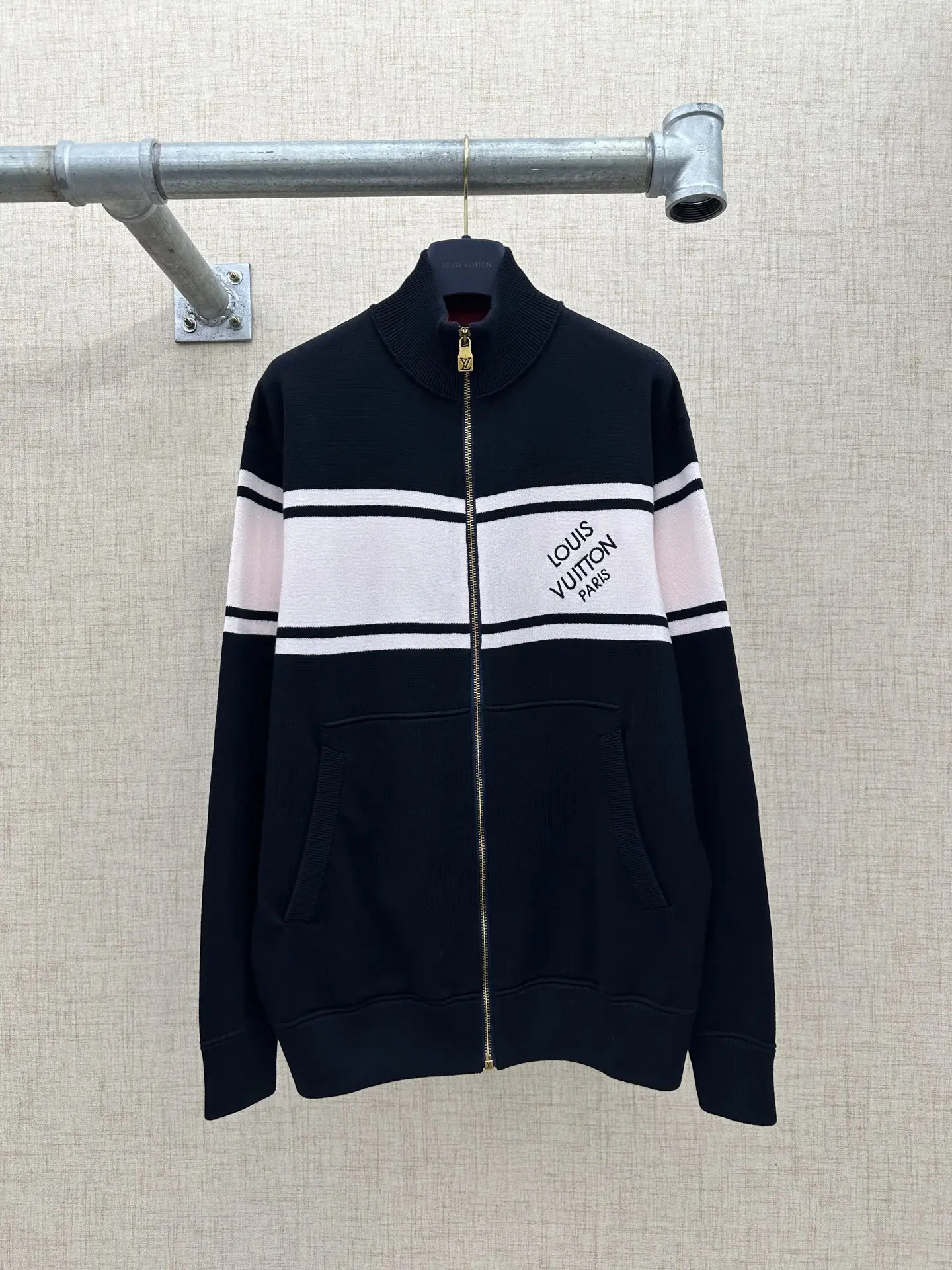 Logo-Embroidered Striped Cotton Knit Track Jacket D35021344