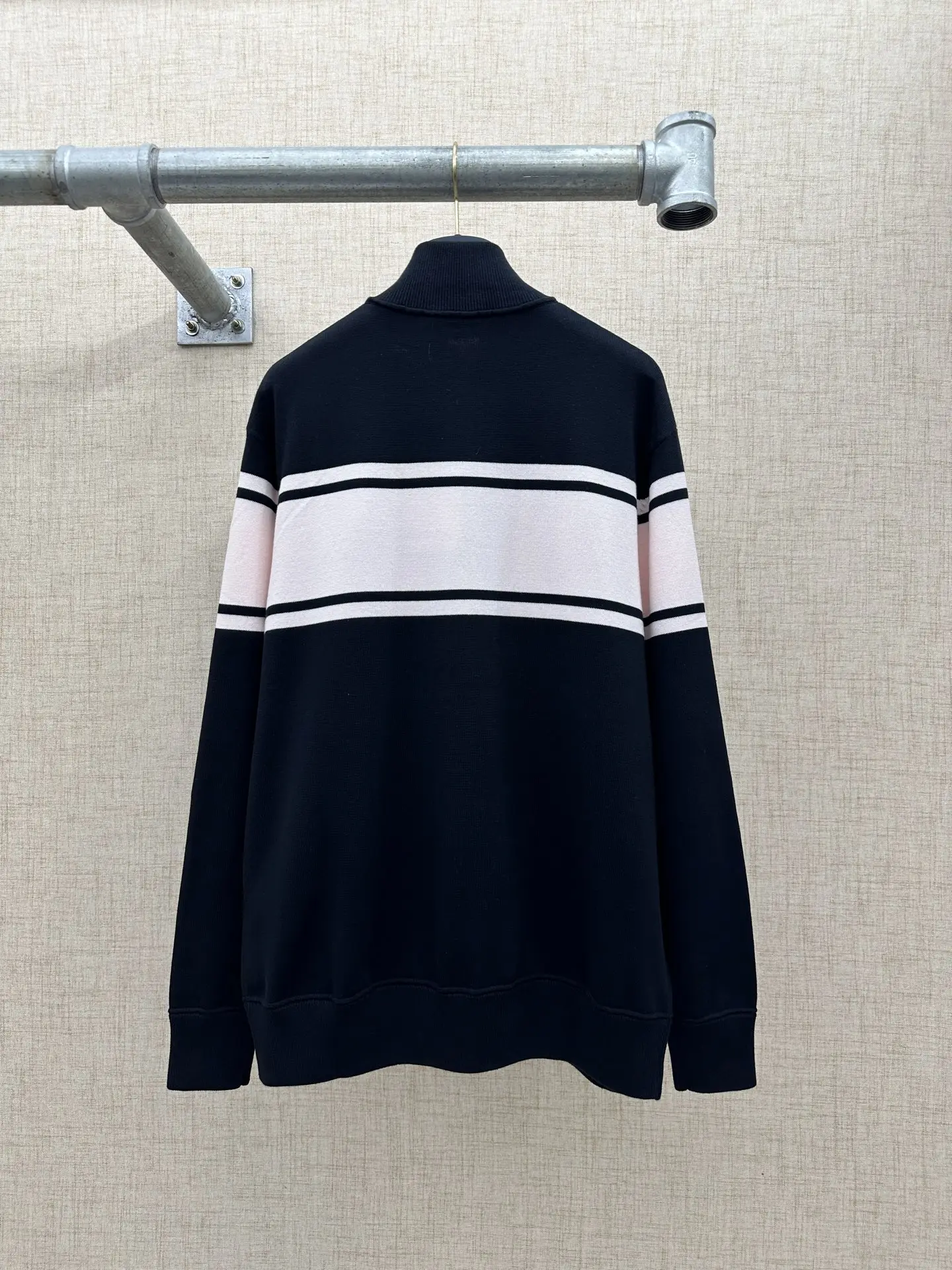 Logo-Embroidered Striped Cotton Knit Track Jacket D35021344 — view 2