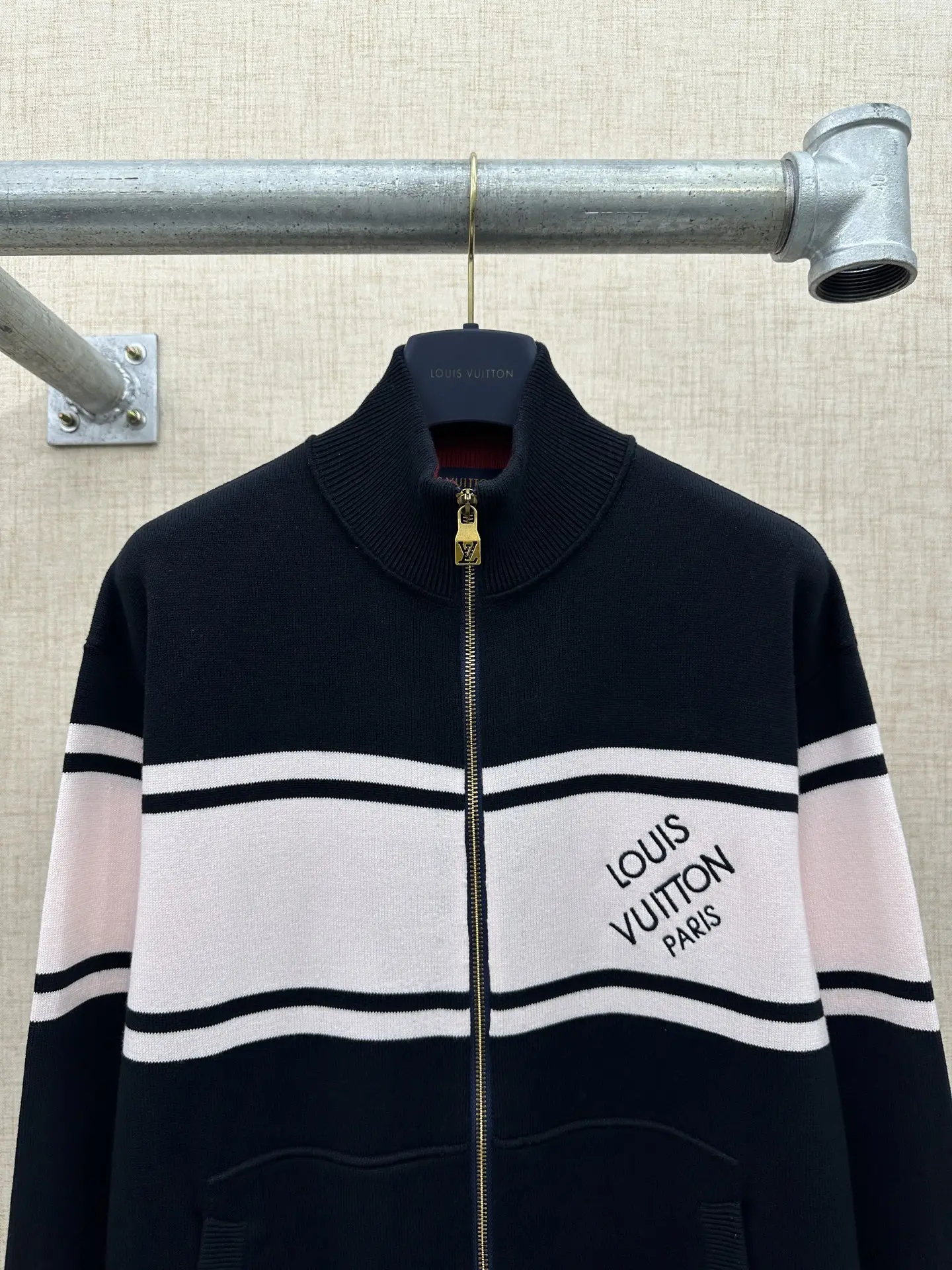 Logo-Embroidered Striped Cotton Knit Track Jacket D35021344 — view 3