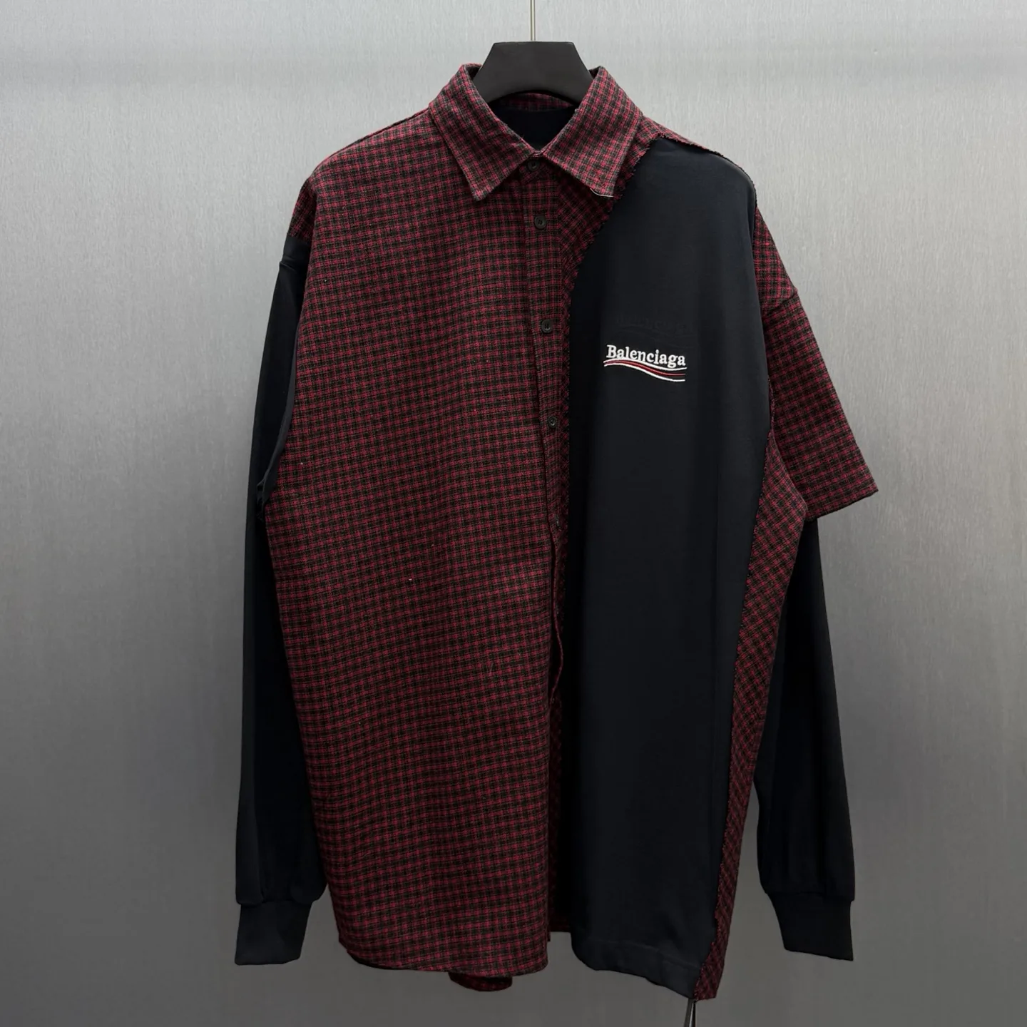 Hybrid Checked Flannel and Jersey T-Shirt D35014165