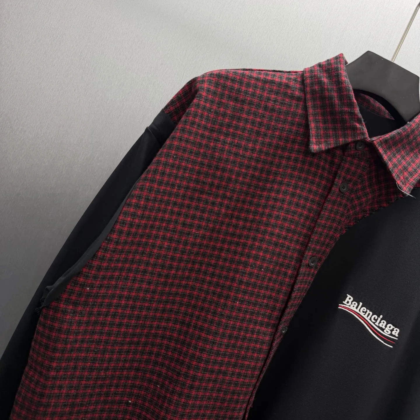 Hybrid Checked Flannel and Jersey T-Shirt D35014165 — view 2